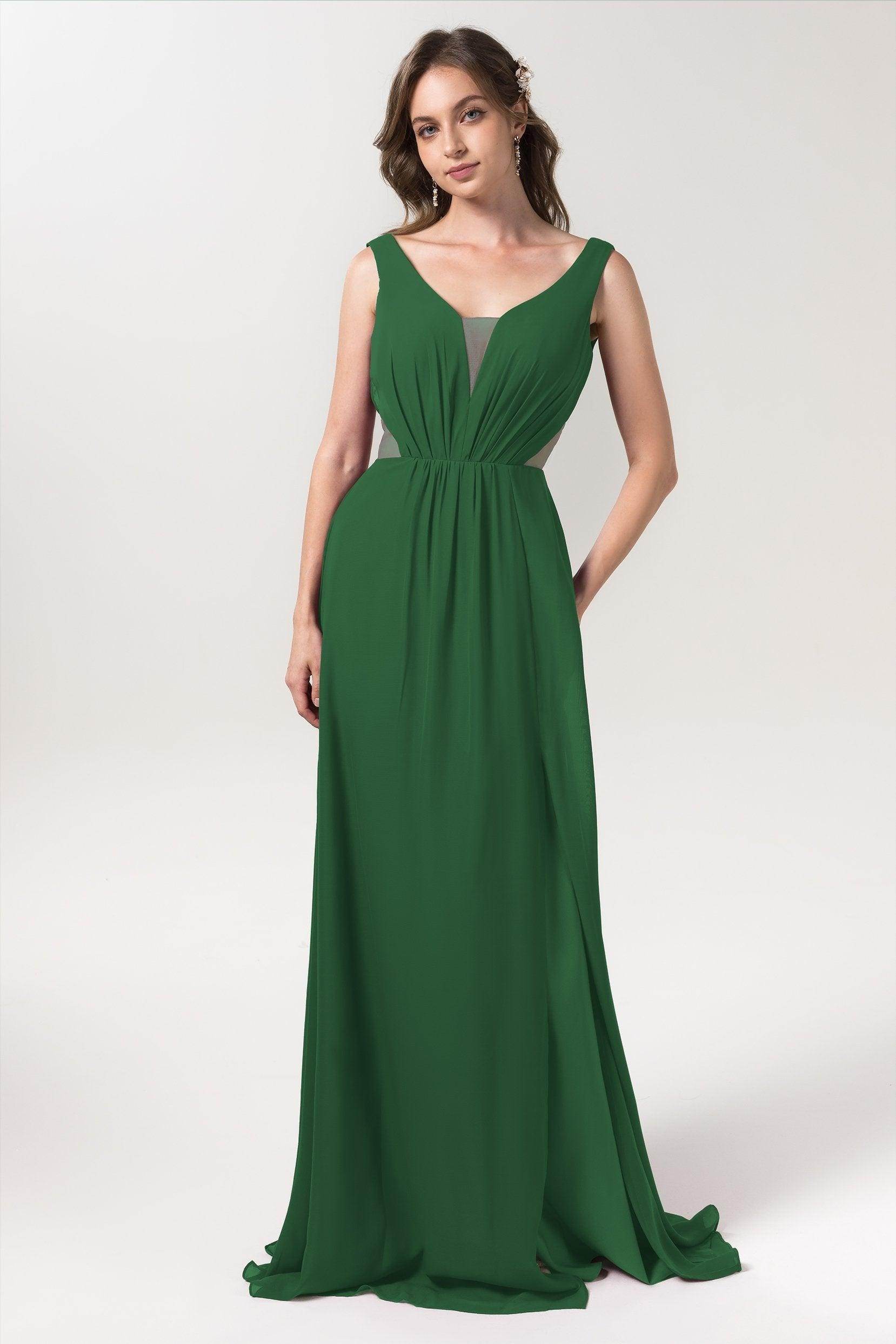 A-Line Floor Length Chiffon Bridesmaid Dress CB0559 - COCOMELODY