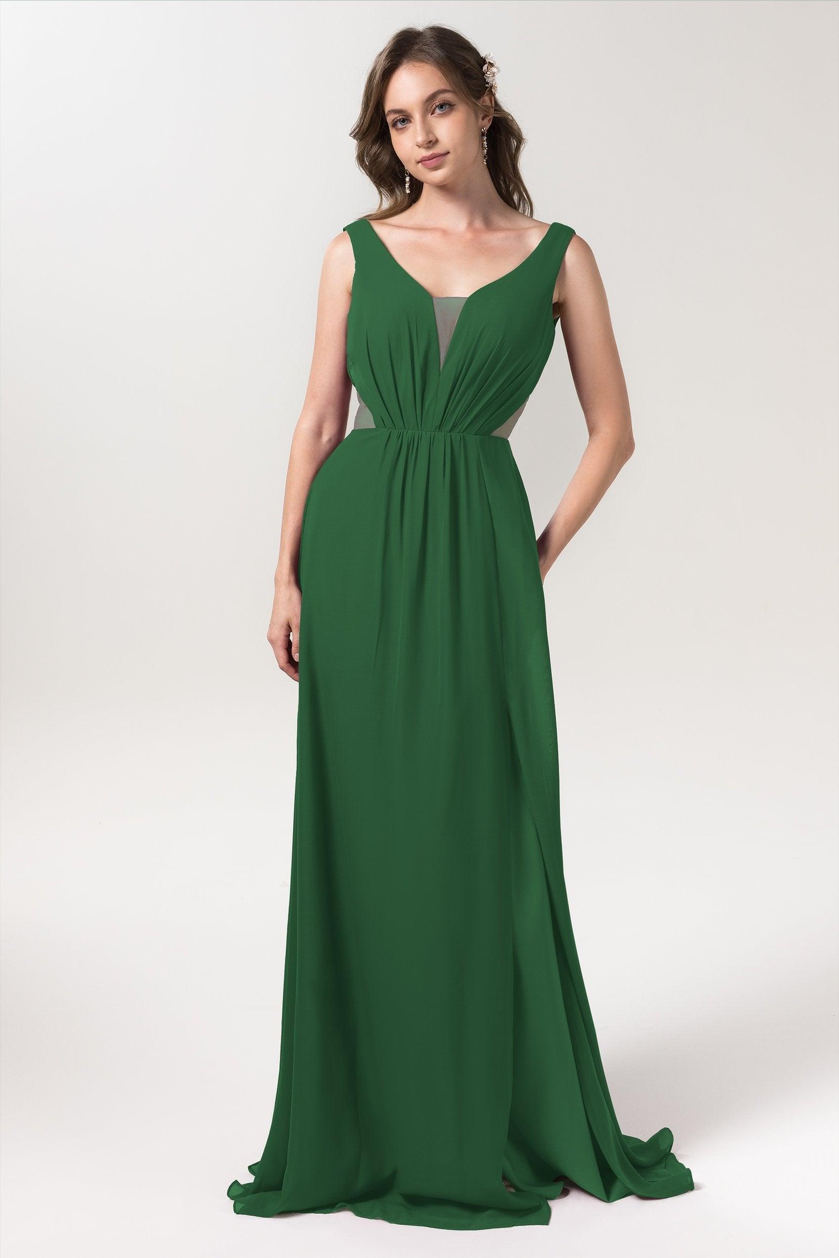 A-Line Floor Length Chiffon Bridesmaid Dress CB0559 - COCOMELODY