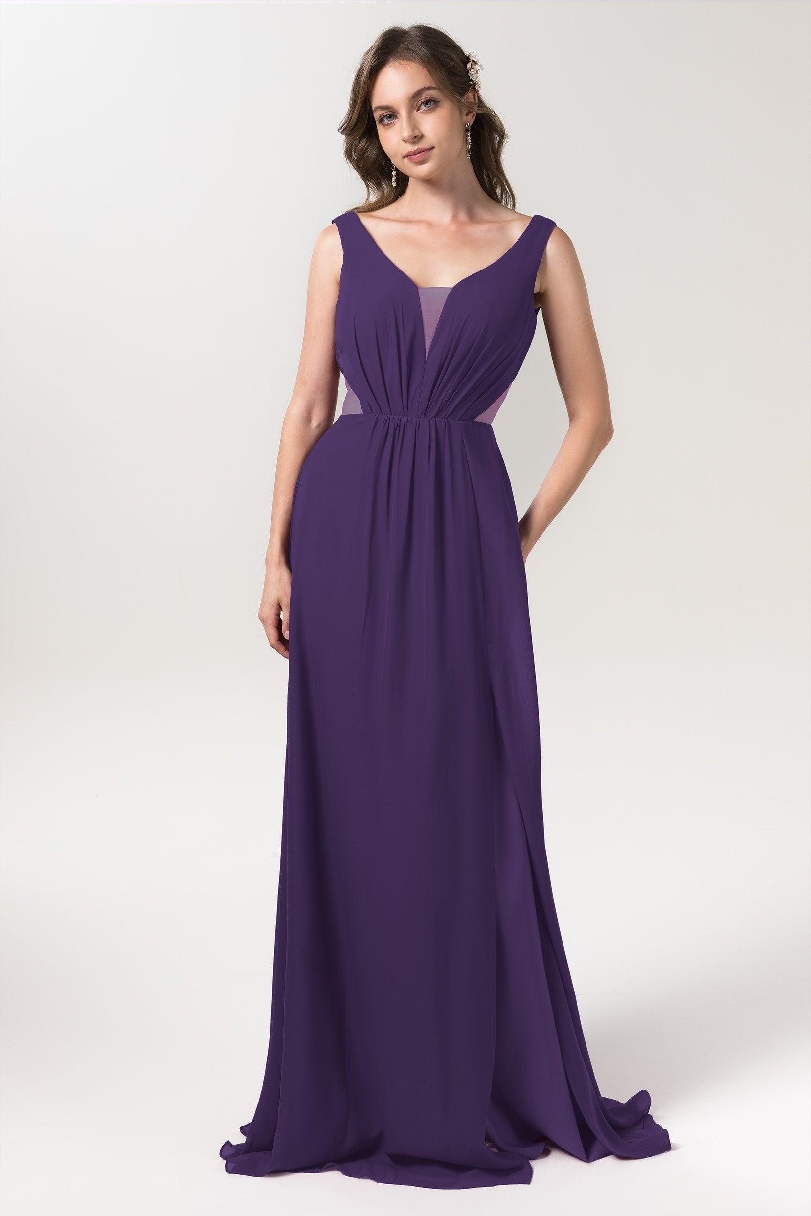 A-Line Floor Length Chiffon Bridesmaid Dress CB0559 - COCOMELODY