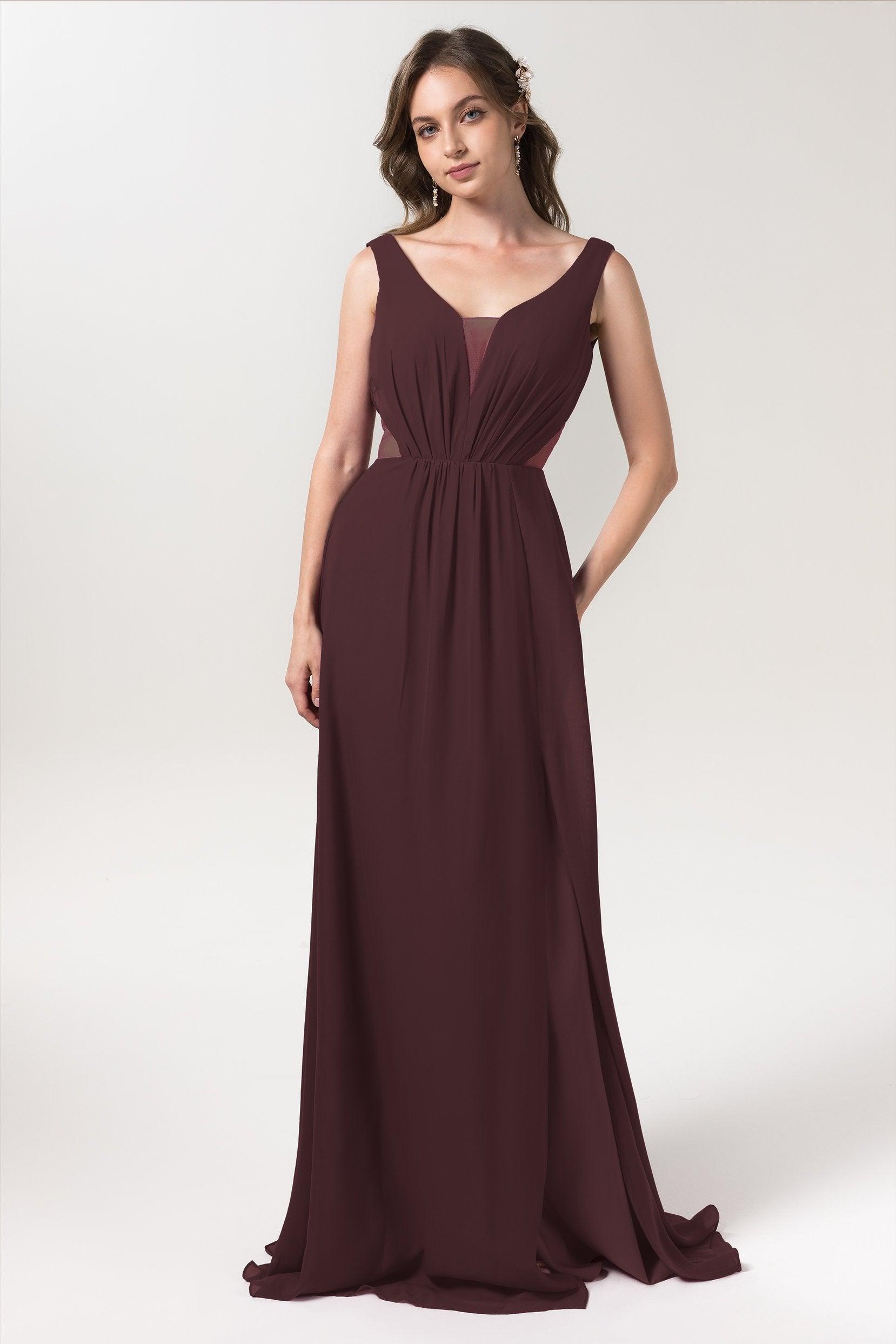 A-Line Floor Length Chiffon Bridesmaid Dress CB0559 - COCOMELODY