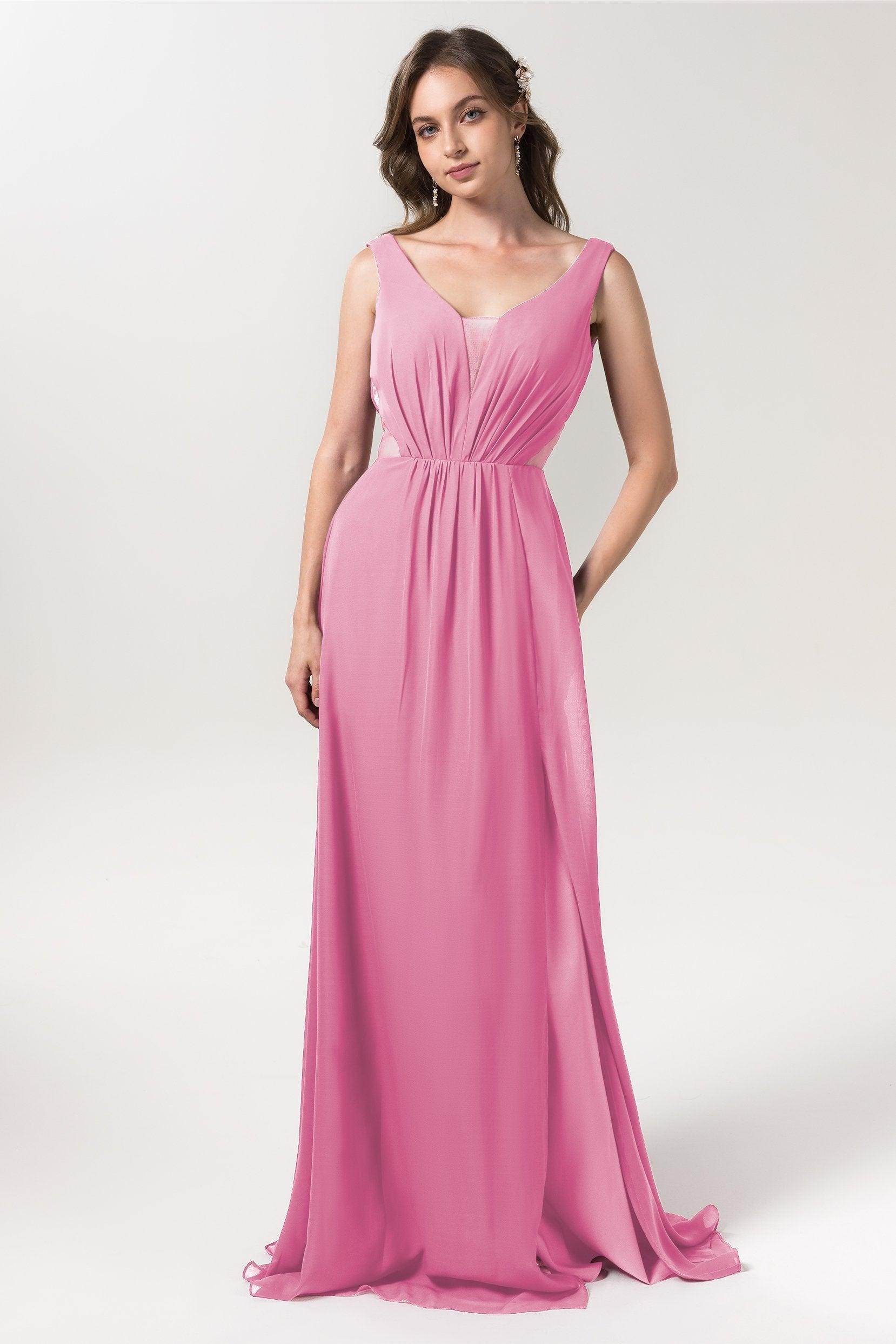 A-Line Floor Length Chiffon Bridesmaid Dress CB0559 - COCOMELODY
