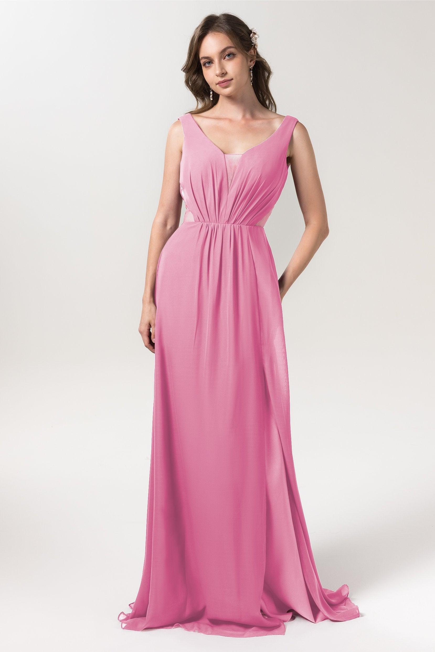 A-Line Floor Length Chiffon Bridesmaid Dress CB0559 - COCOMELODY