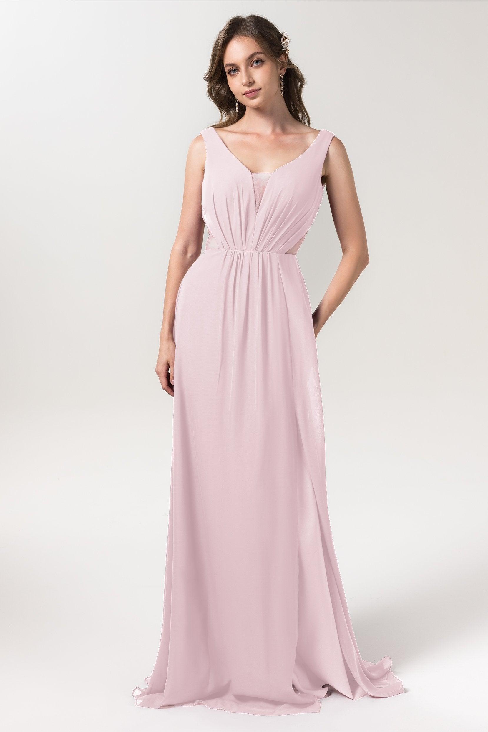 A-Line Floor Length Chiffon Bridesmaid Dress CB0559 - COCOMELODY