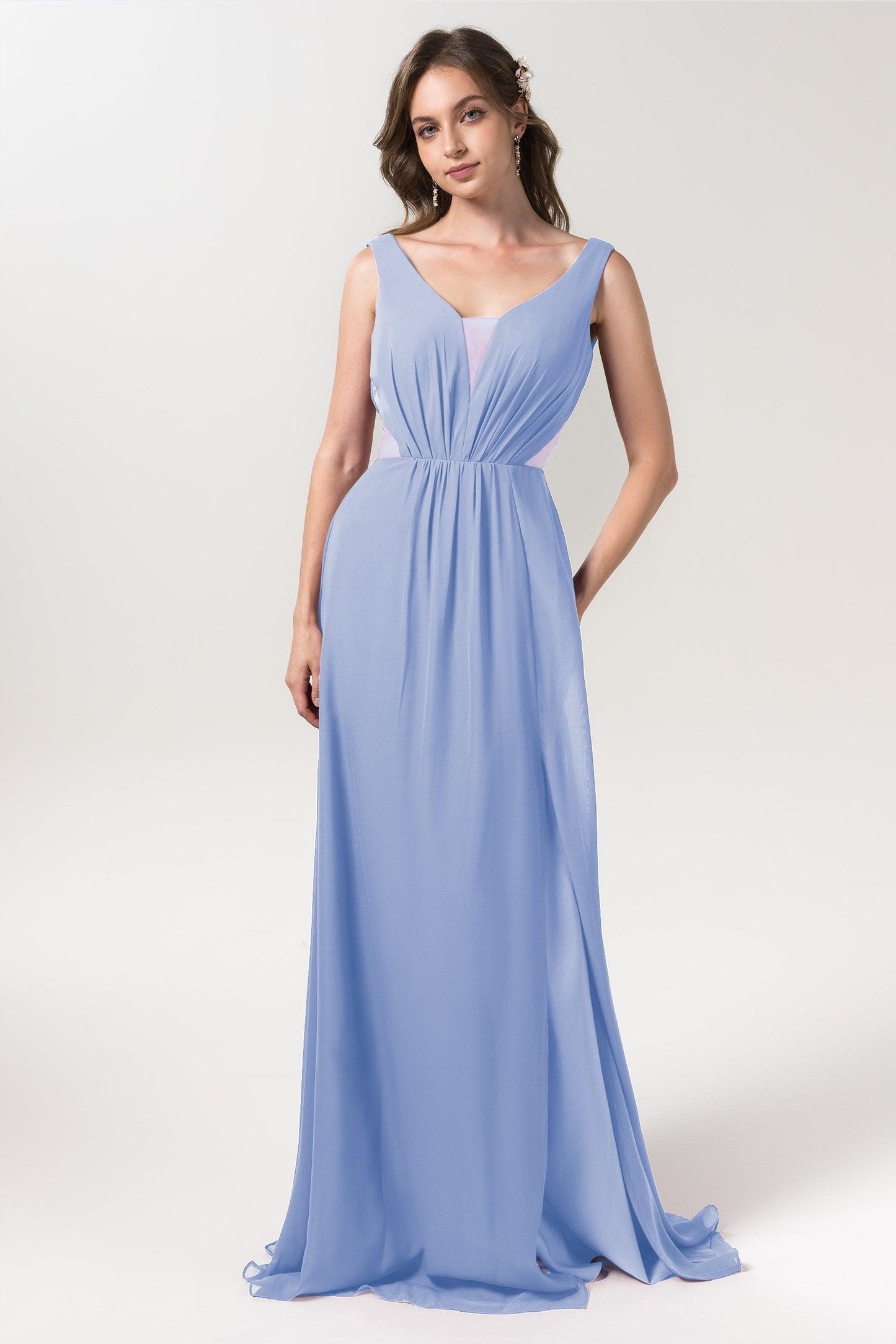 A-Line Floor Length Chiffon Bridesmaid Dress CB0559 - COCOMELODY