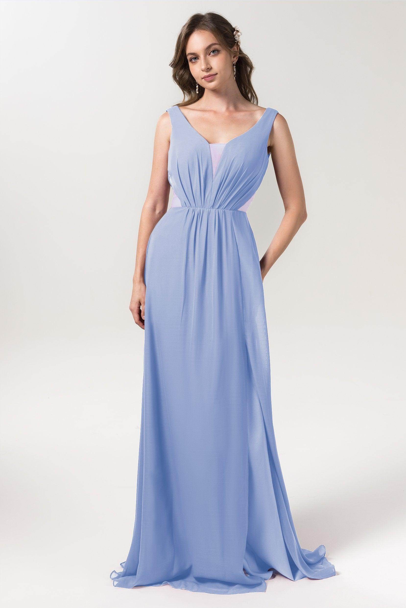A-Line Floor Length Chiffon Bridesmaid Dress CB0559 - COCOMELODY