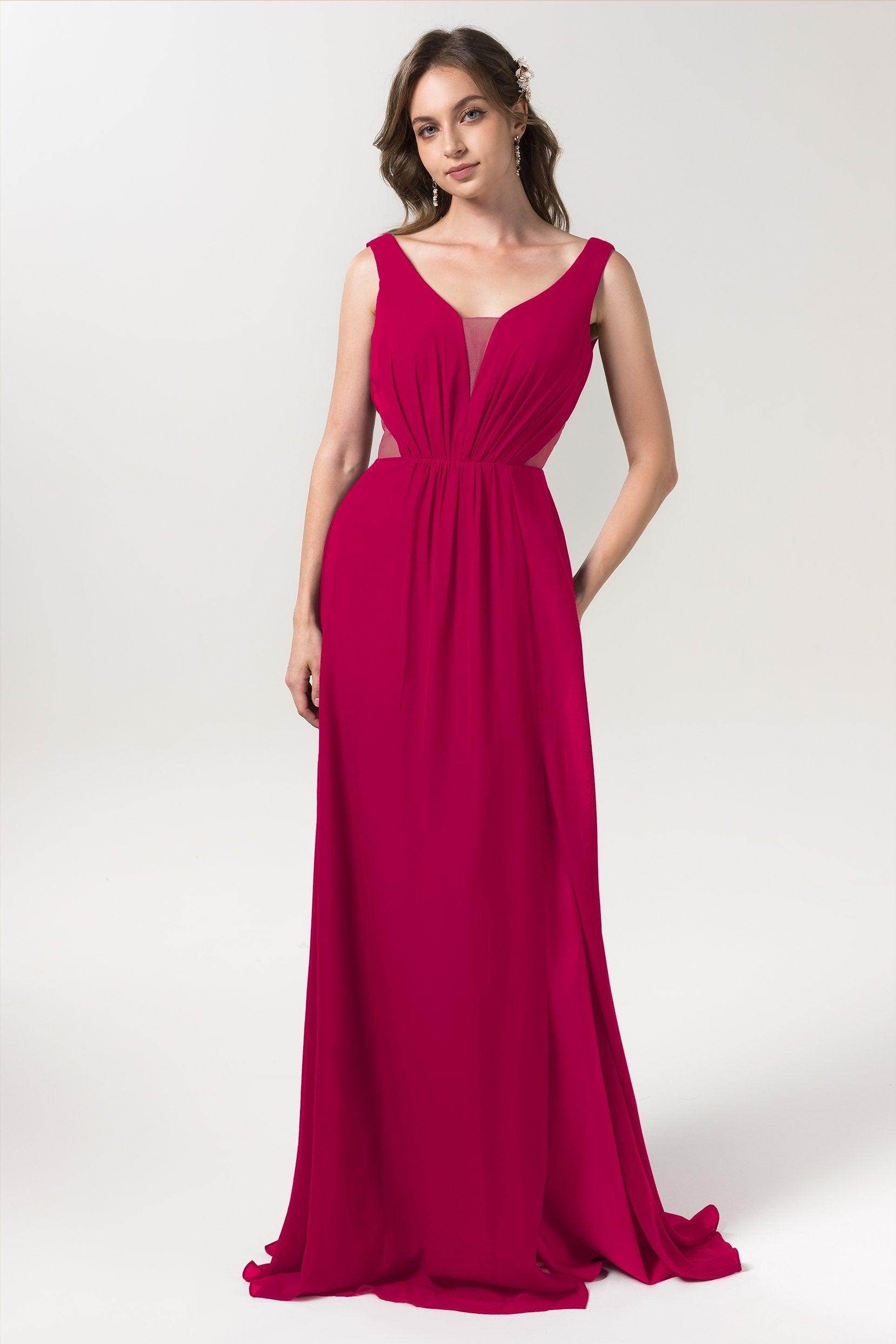 A-Line Floor Length Chiffon Bridesmaid Dress CB0559 - COCOMELODY