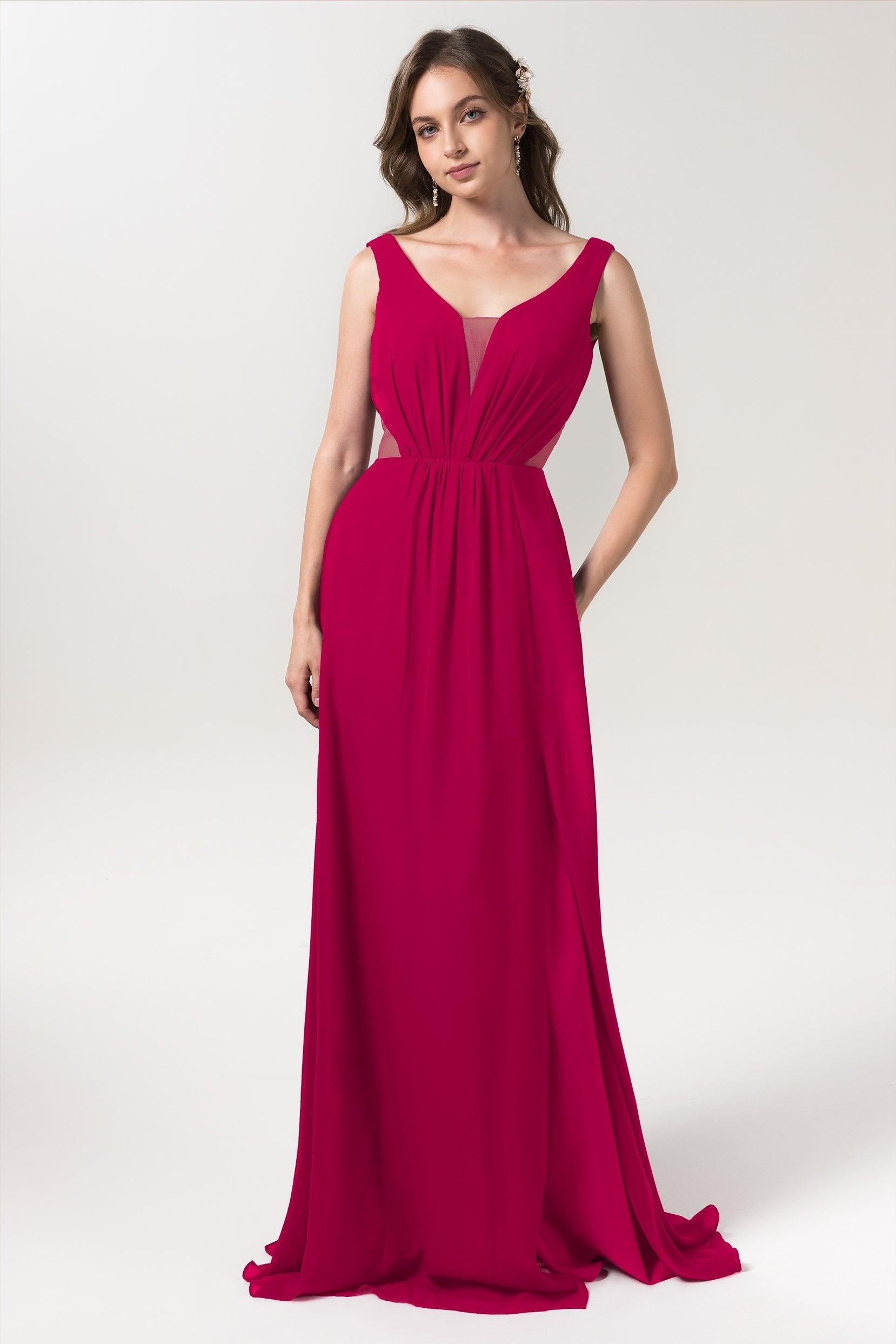 A-Line Floor Length Chiffon Bridesmaid Dress CB0559 - COCOMELODY