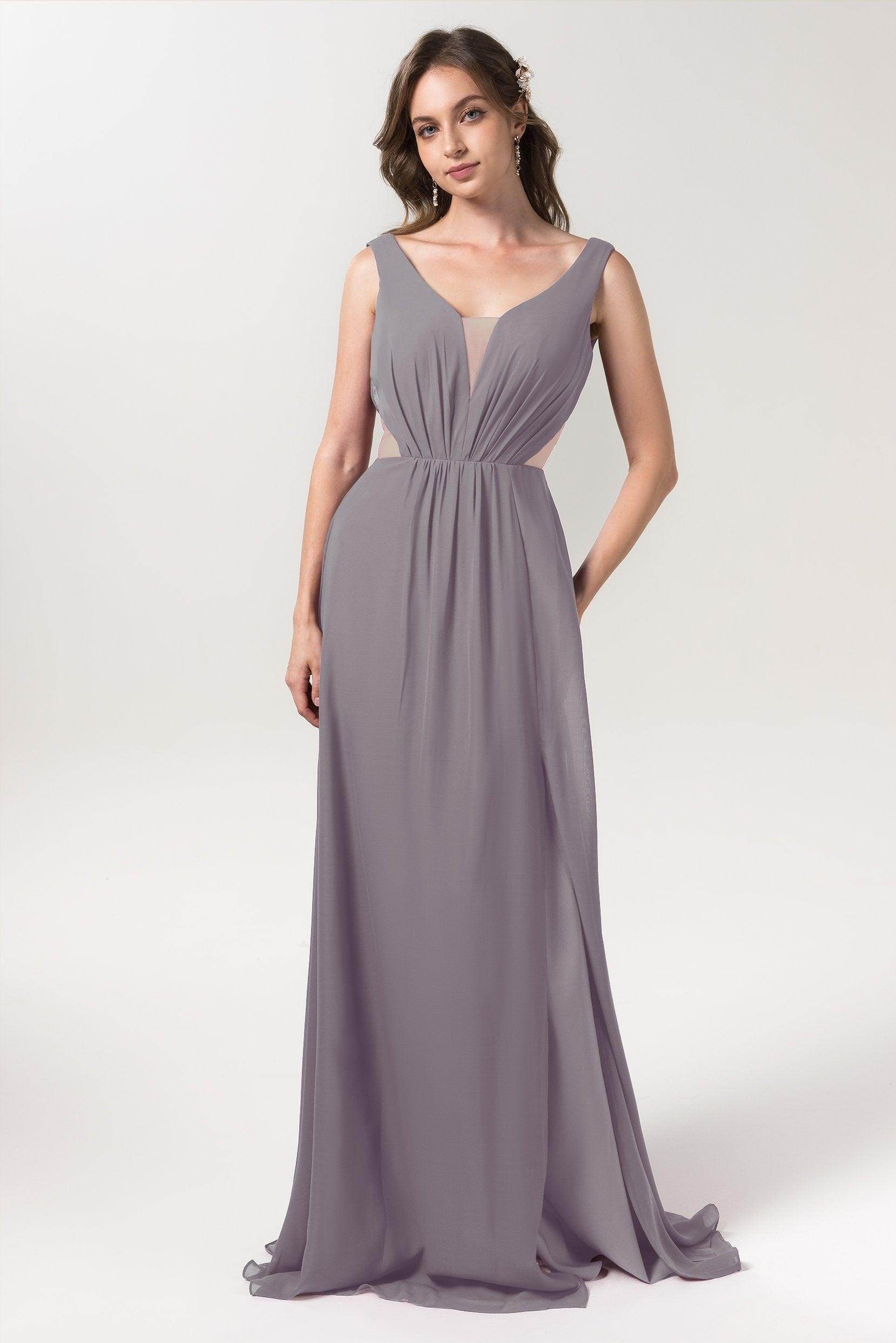 A-Line Floor Length Chiffon Bridesmaid Dress CB0559 - COCOMELODY