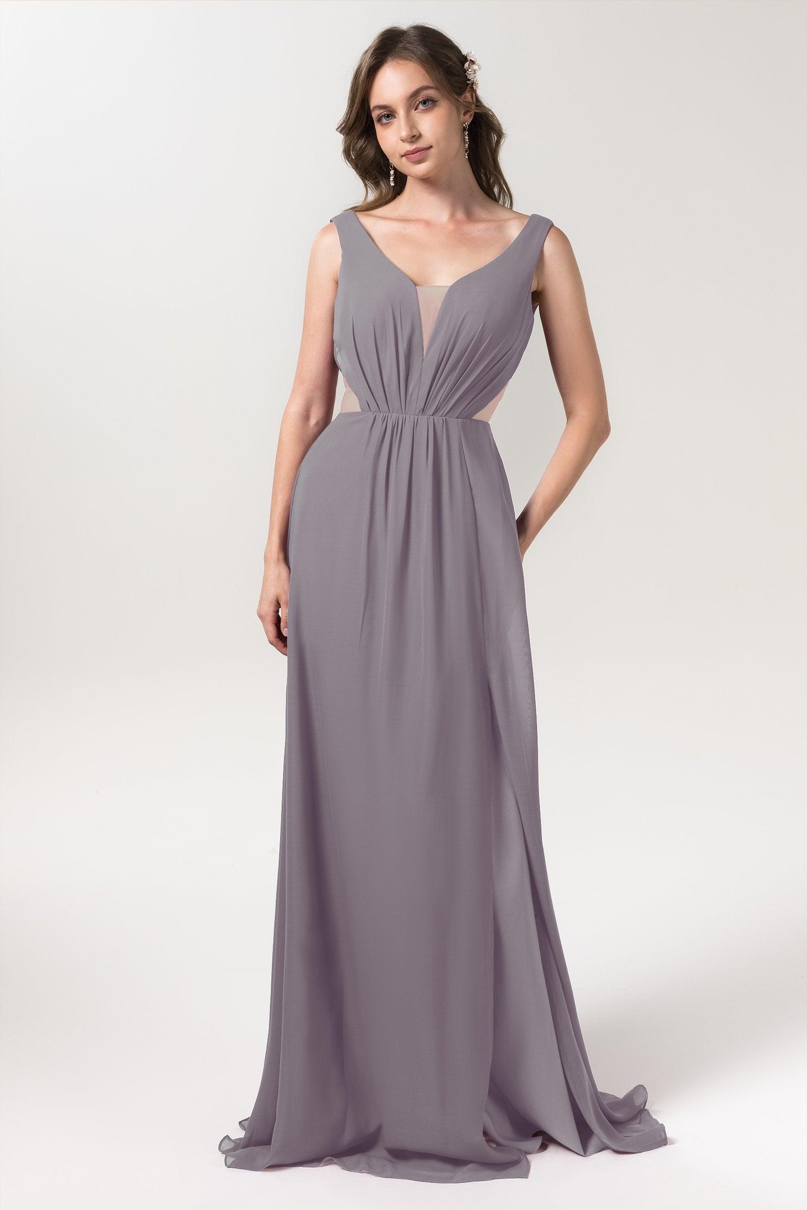 A-Line Floor Length Chiffon Bridesmaid Dress CB0559 - COCOMELODY