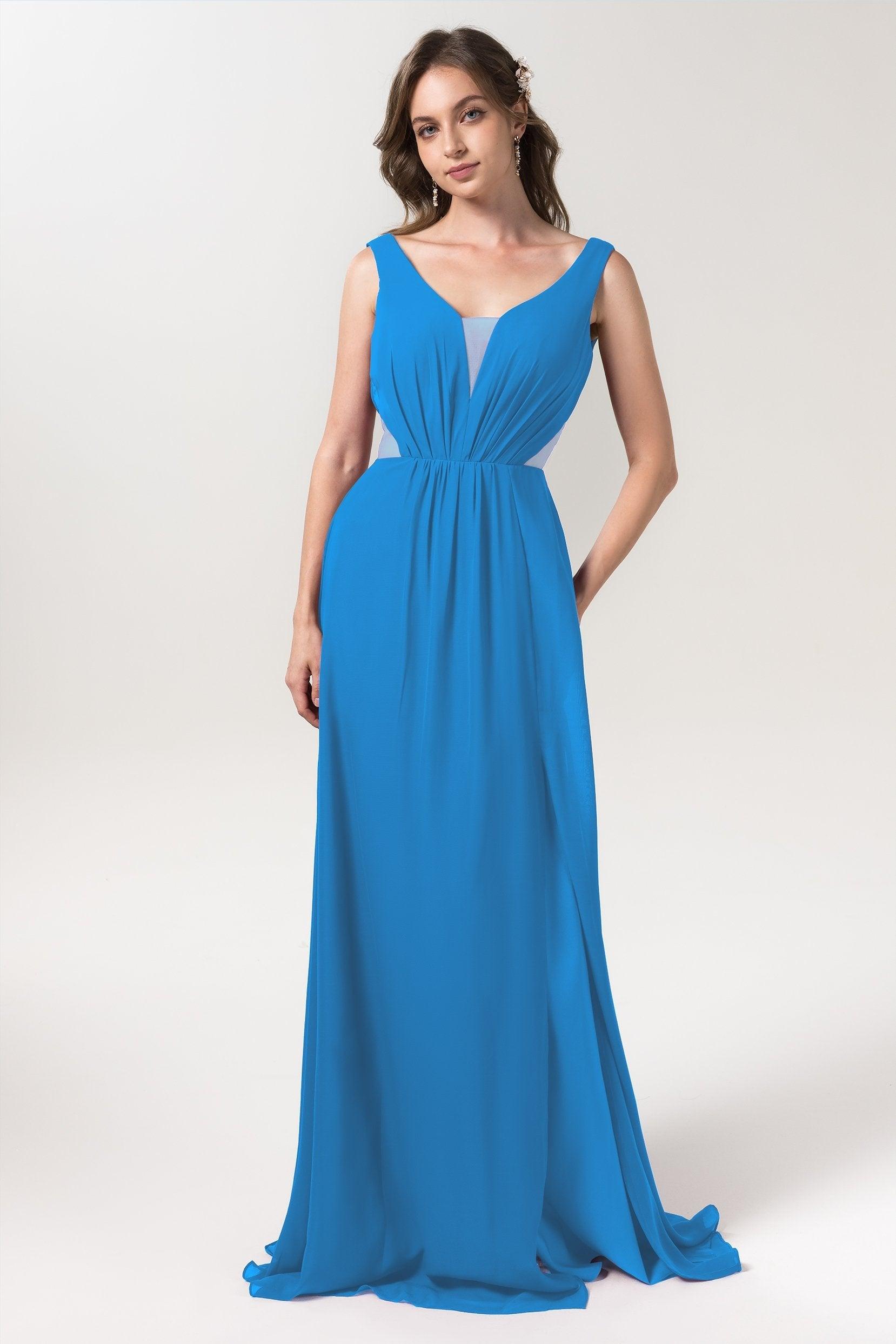 A-Line Floor Length Chiffon Bridesmaid Dress CB0559 - COCOMELODY