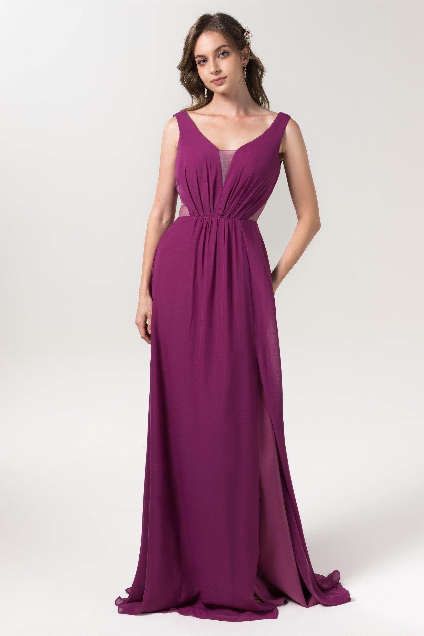 A-Line Floor Length Chiffon Bridesmaid Dress CB0559 - COCOMELODY