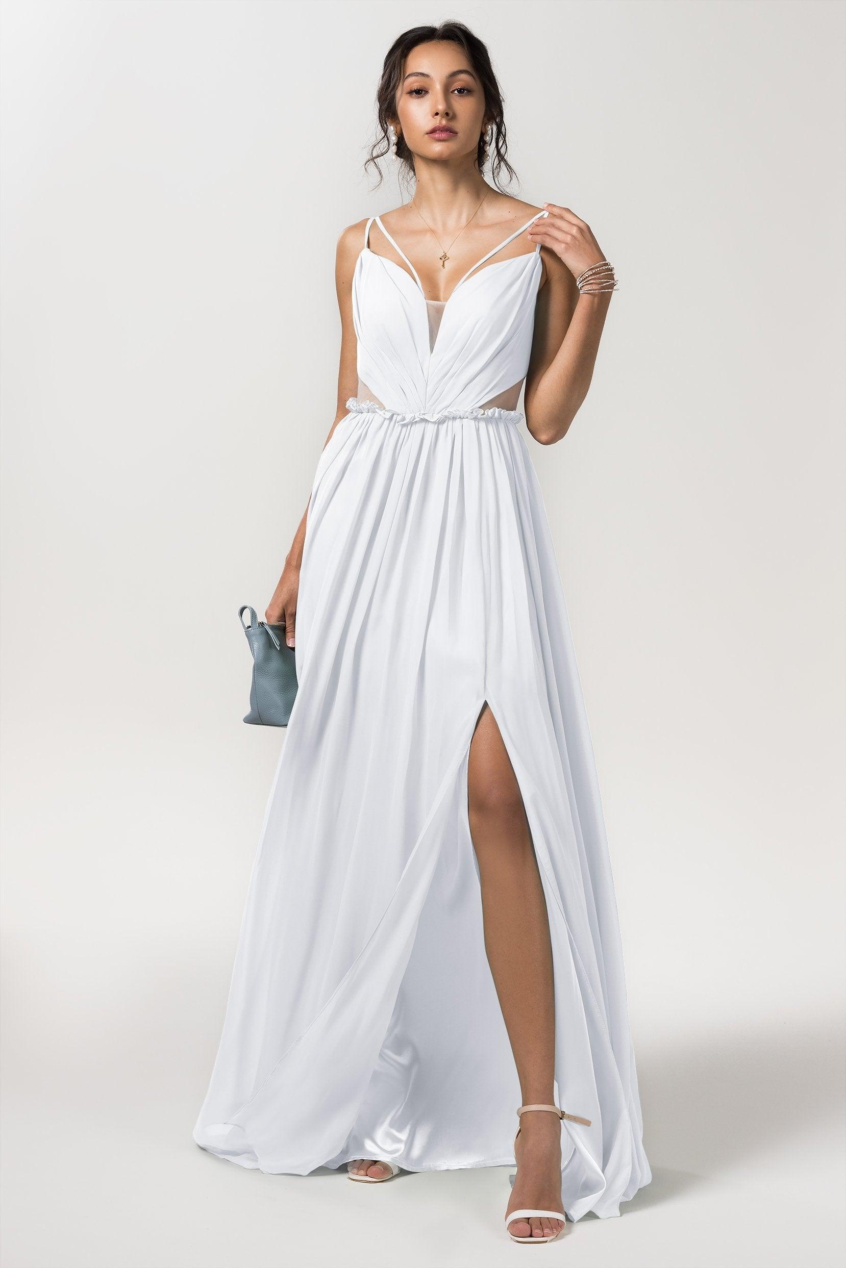 A-Line Floor Length Chiffon Bridesmaid Dress Formal Dresses CB0564 - COCOMELODY