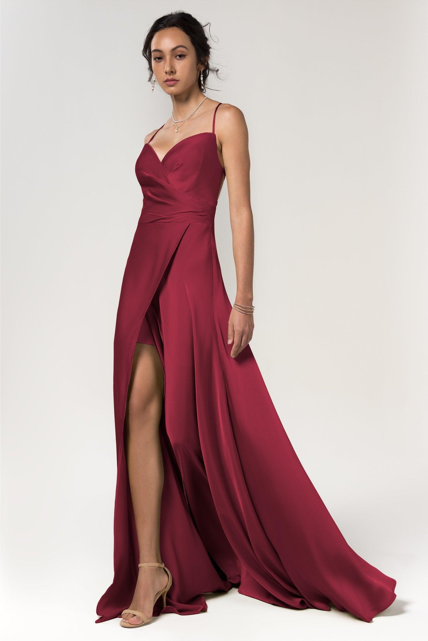 A-Line Floor Length Luxe Satin Bridesmaid Dress Formal Dresses CB0579 - COCOMELODY