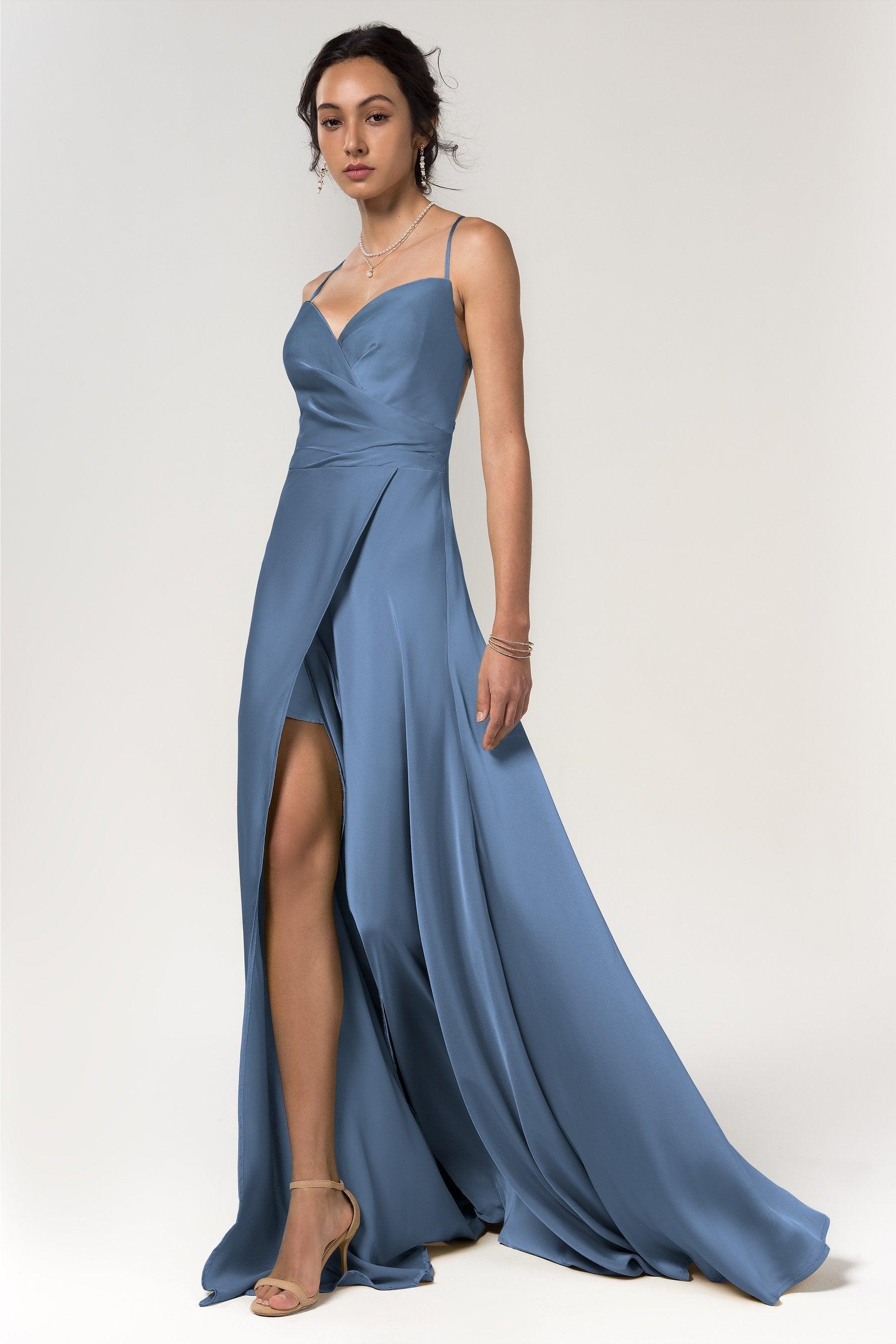 A-Line Floor Length Luxe Satin Bridesmaid Dress Formal Dresses CB0579 - COCOMELODY