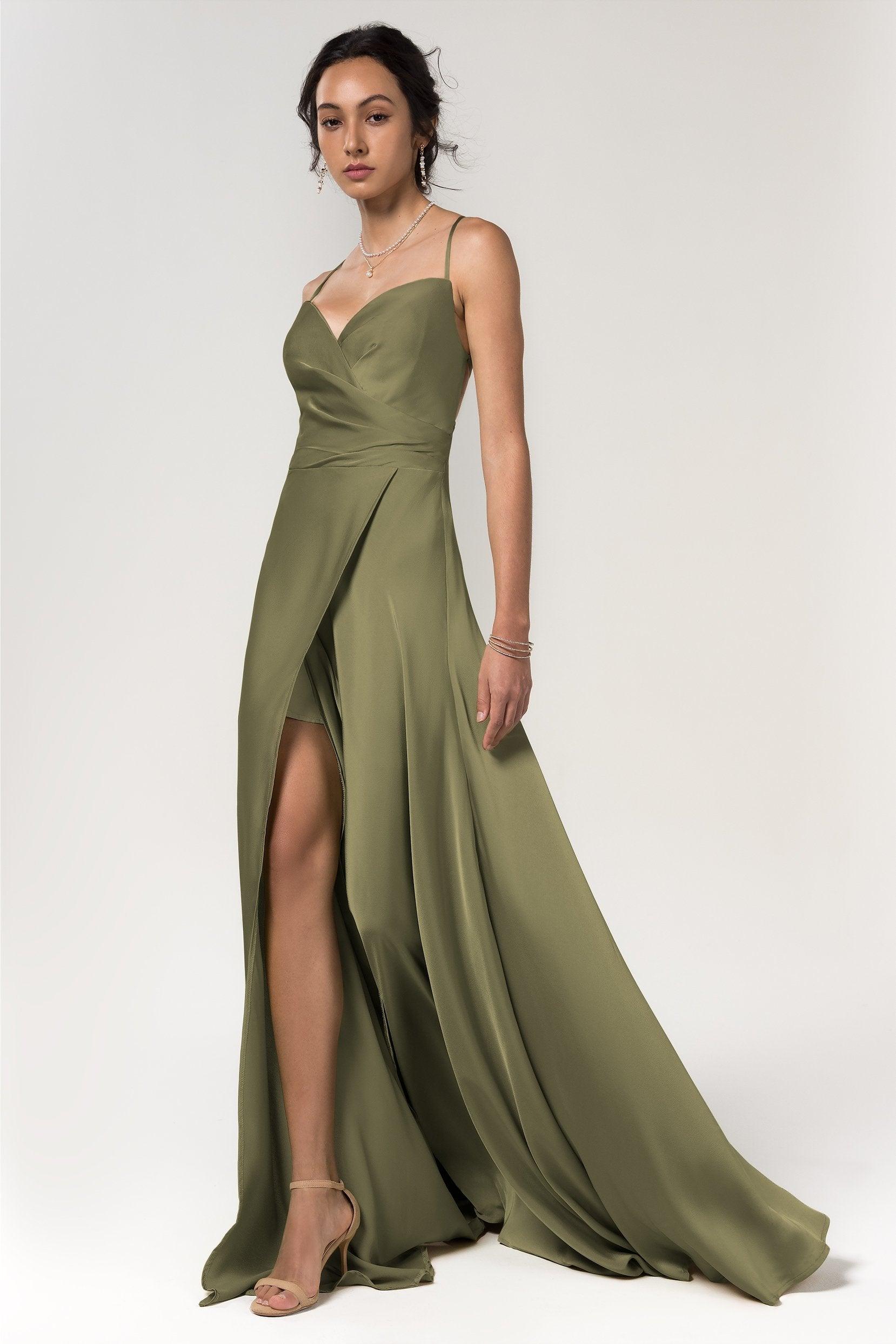 A-Line Floor Length Luxe Satin Bridesmaid Dress Formal Dresses CB0579 - COCOMELODY