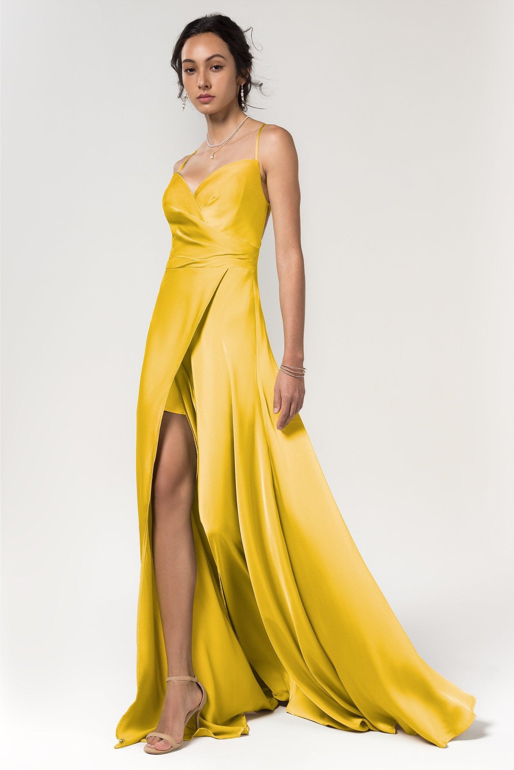 A-Line Floor Length Luxe Satin Bridesmaid Dress Formal Dresses CB0579 - COCOMELODY