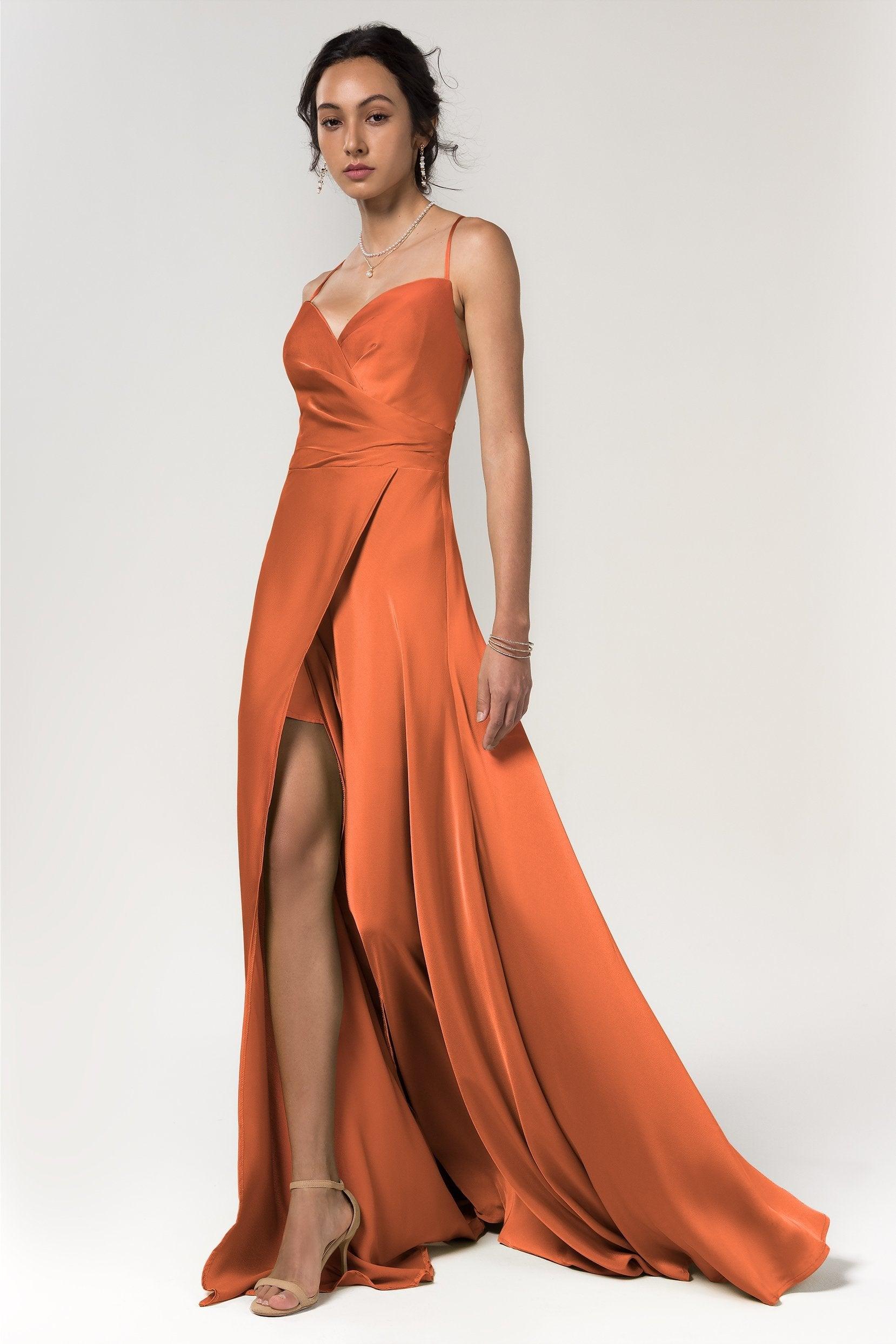 A-Line Floor Length Luxe Satin Bridesmaid Dress Formal Dresses CB0579 - COCOMELODY
