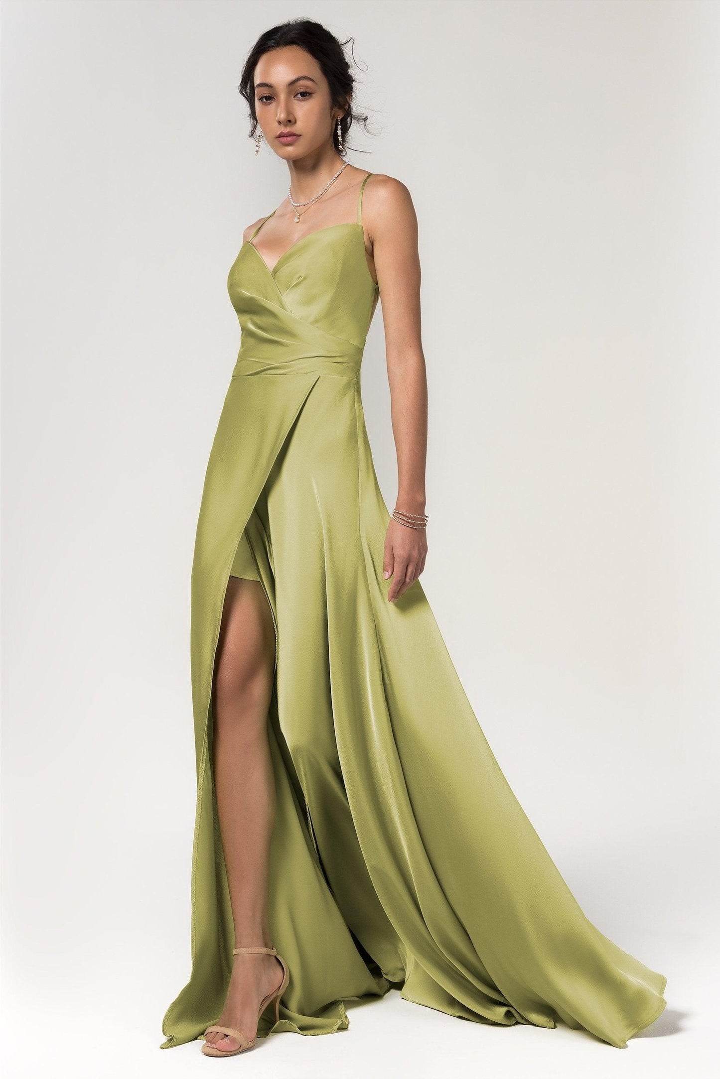A-Line Floor Length Luxe Satin Bridesmaid Dress Formal Dresses CB0579 - COCOMELODY