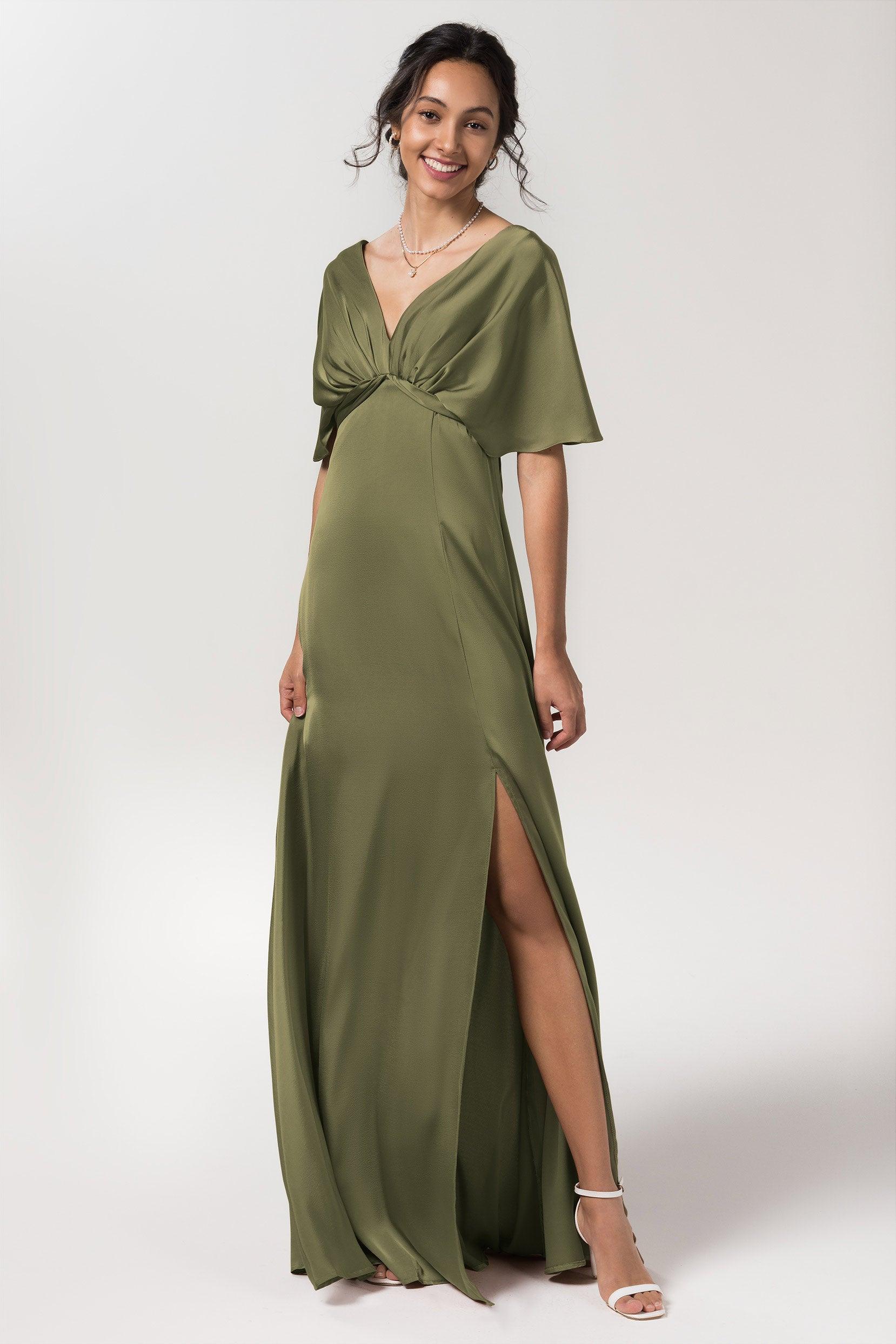 Sheath Floor Length Luxe Satin Bridesmaid Dress CB0584CR - COCOMELODY