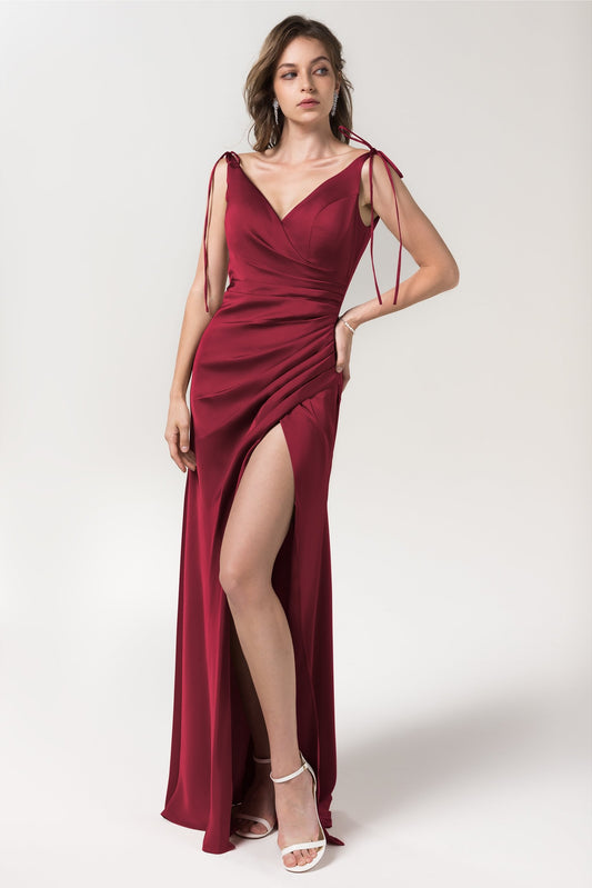 Sheath Floor Length Luxe Satin Bridesmaid Dress Formal Dresses CB0585
