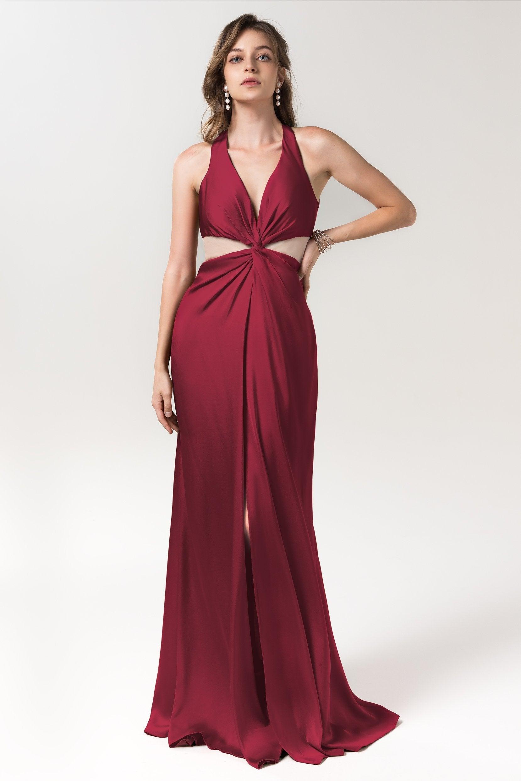 Sheath Floor Length Luxe Satin Bridesmaid Dress Formal Dresses CB0586 - COCOMELODY
