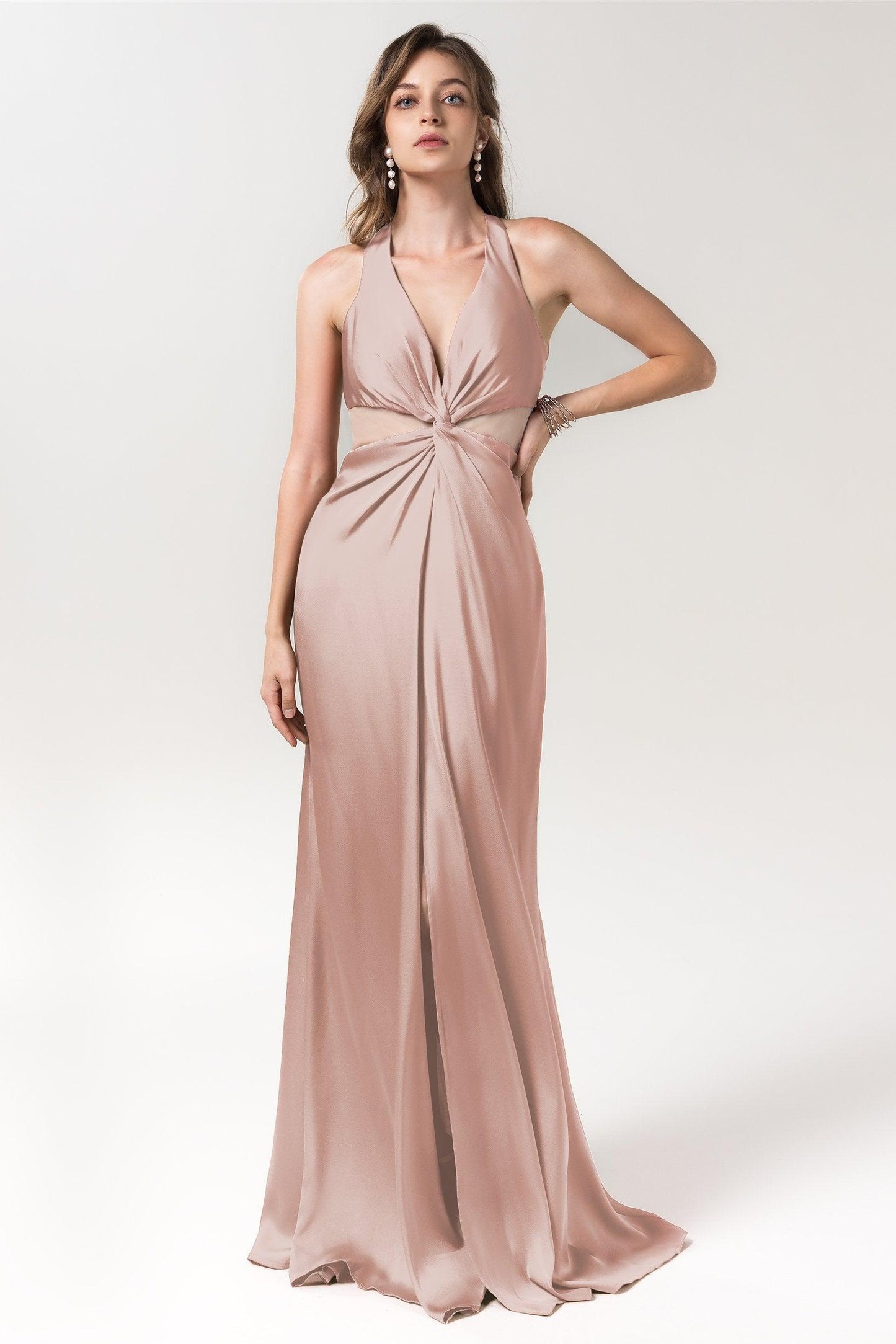 Sheath Floor Length Luxe Satin Bridesmaid Dress Formal Dresses CB0586 - COCOMELODY