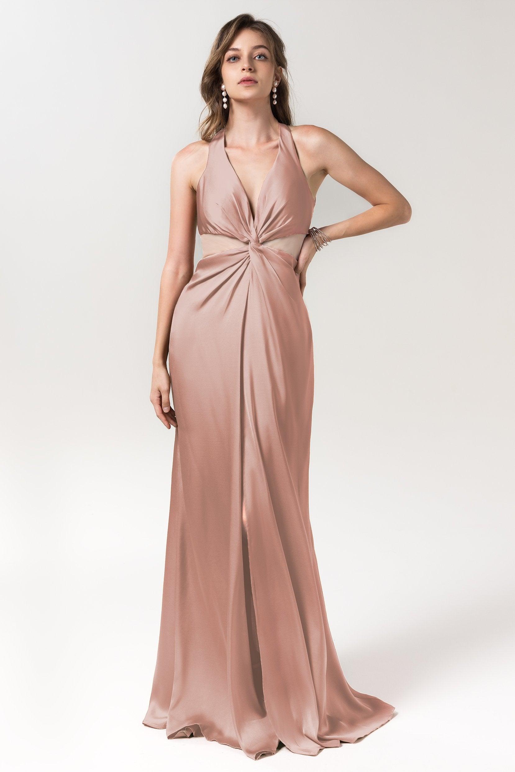 Sheath Floor Length Luxe Satin Bridesmaid Dress Formal Dresses CB0586 - COCOMELODY