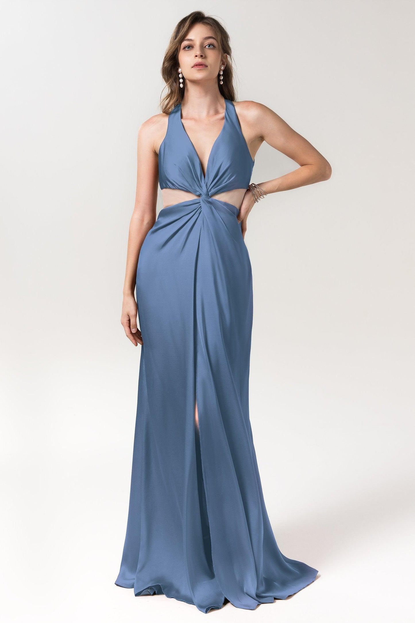 Sheath Floor Length Luxe Satin Bridesmaid Dress Formal Dresses CB0586 - COCOMELODY