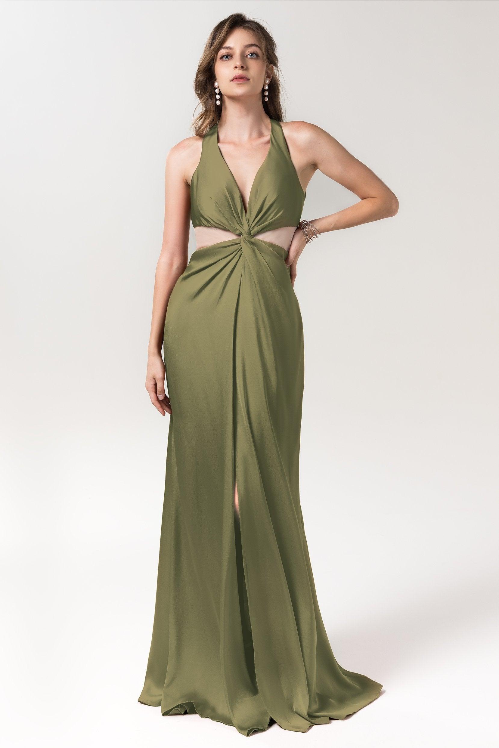 Sheath Floor Length Luxe Satin Bridesmaid Dress Formal Dresses CB0586 - COCOMELODY