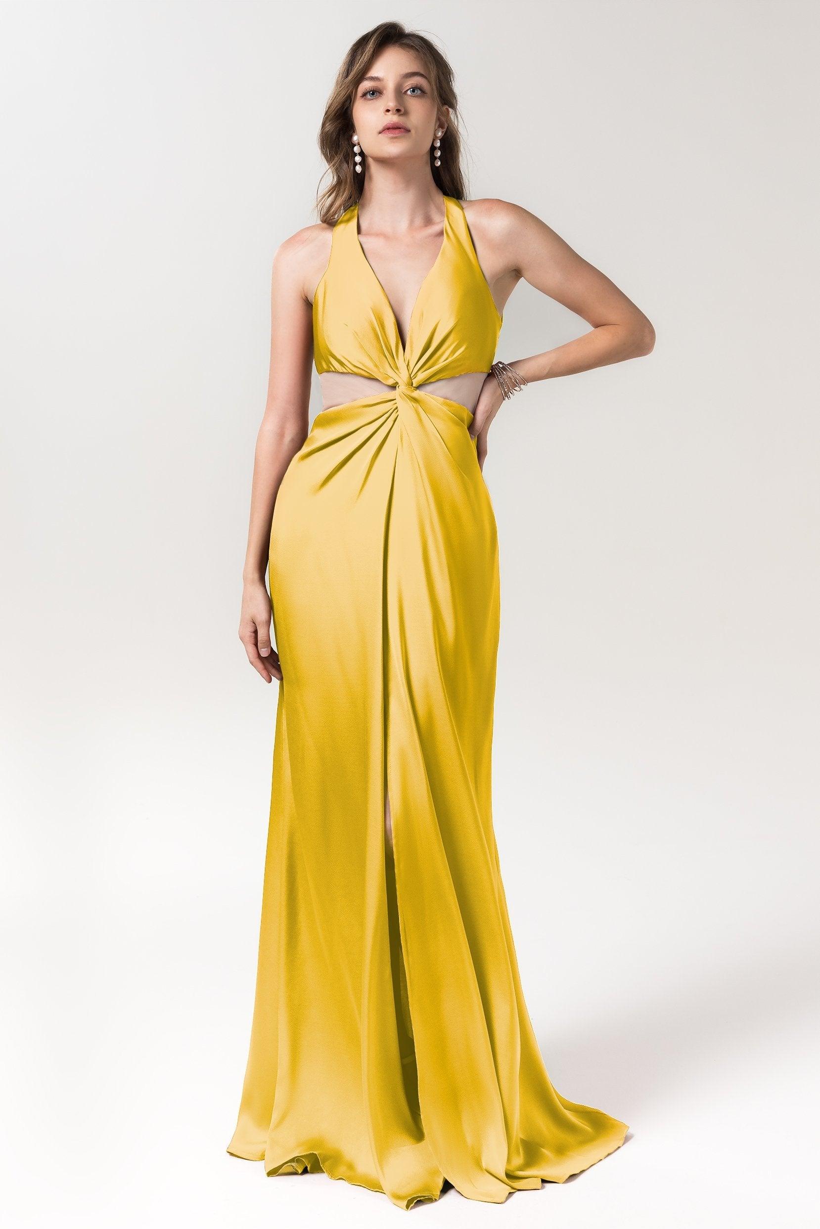 Sheath Floor Length Luxe Satin Bridesmaid Dress Formal Dresses CB0586 - COCOMELODY