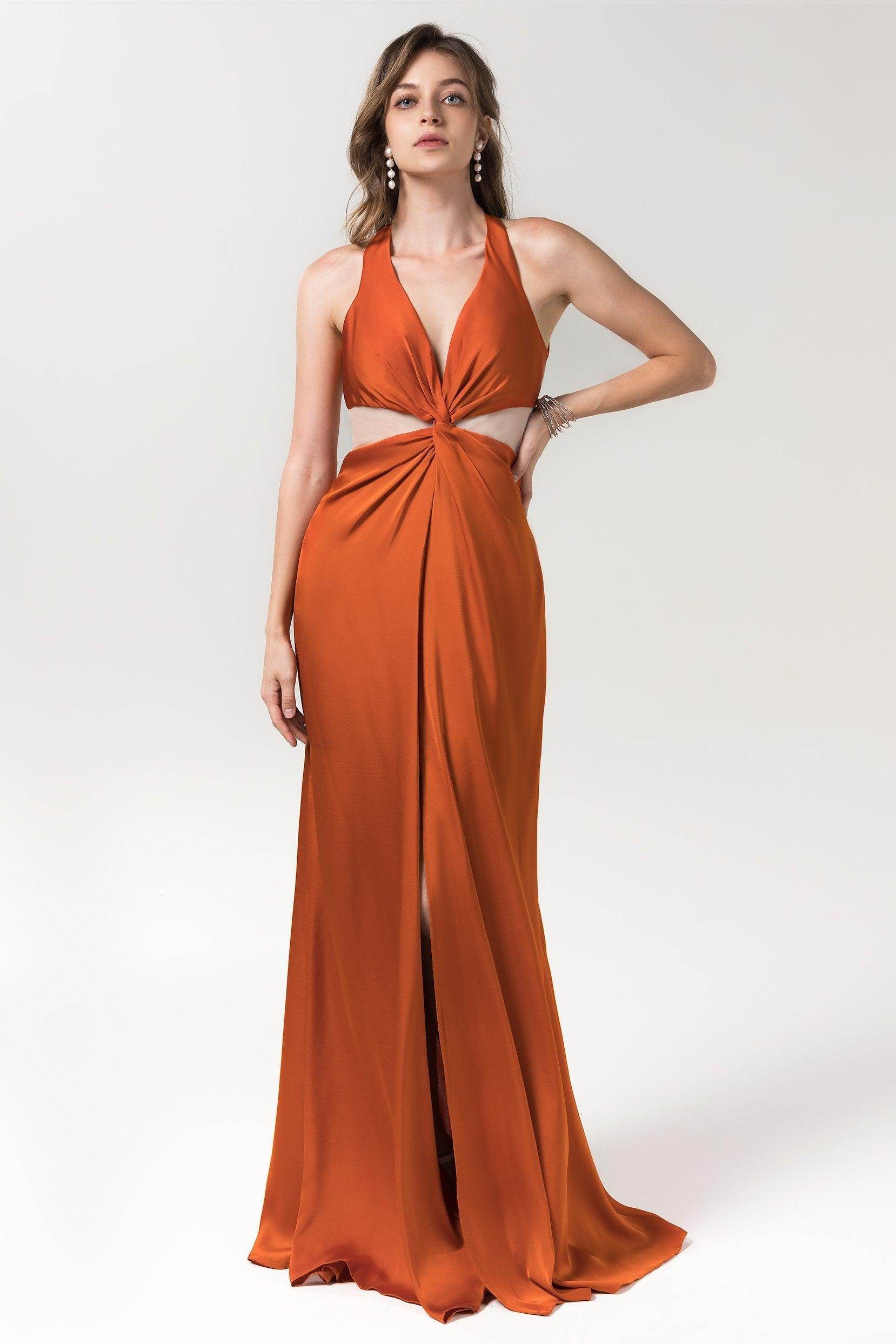 A Perfect Halter Dress to Show off your Sexy Side COCOMELODY CB0586, Terracotta A Perfect Halter Dress to Show off your Sexy Side COCOMELODY CB0586, Terracotta