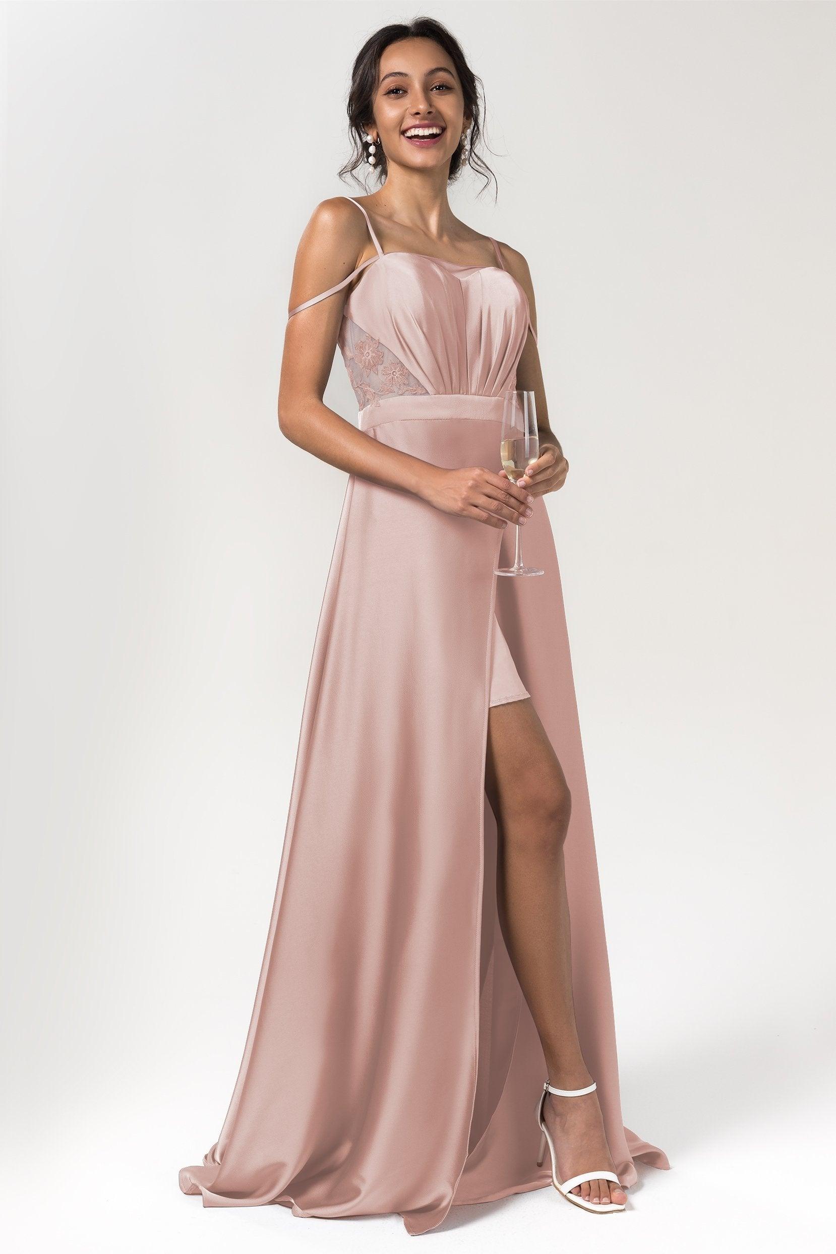A-Line Floor Length Luxe Satin Bridesmaid Dress Formal Dresses CB0588 - COCOMELODY
