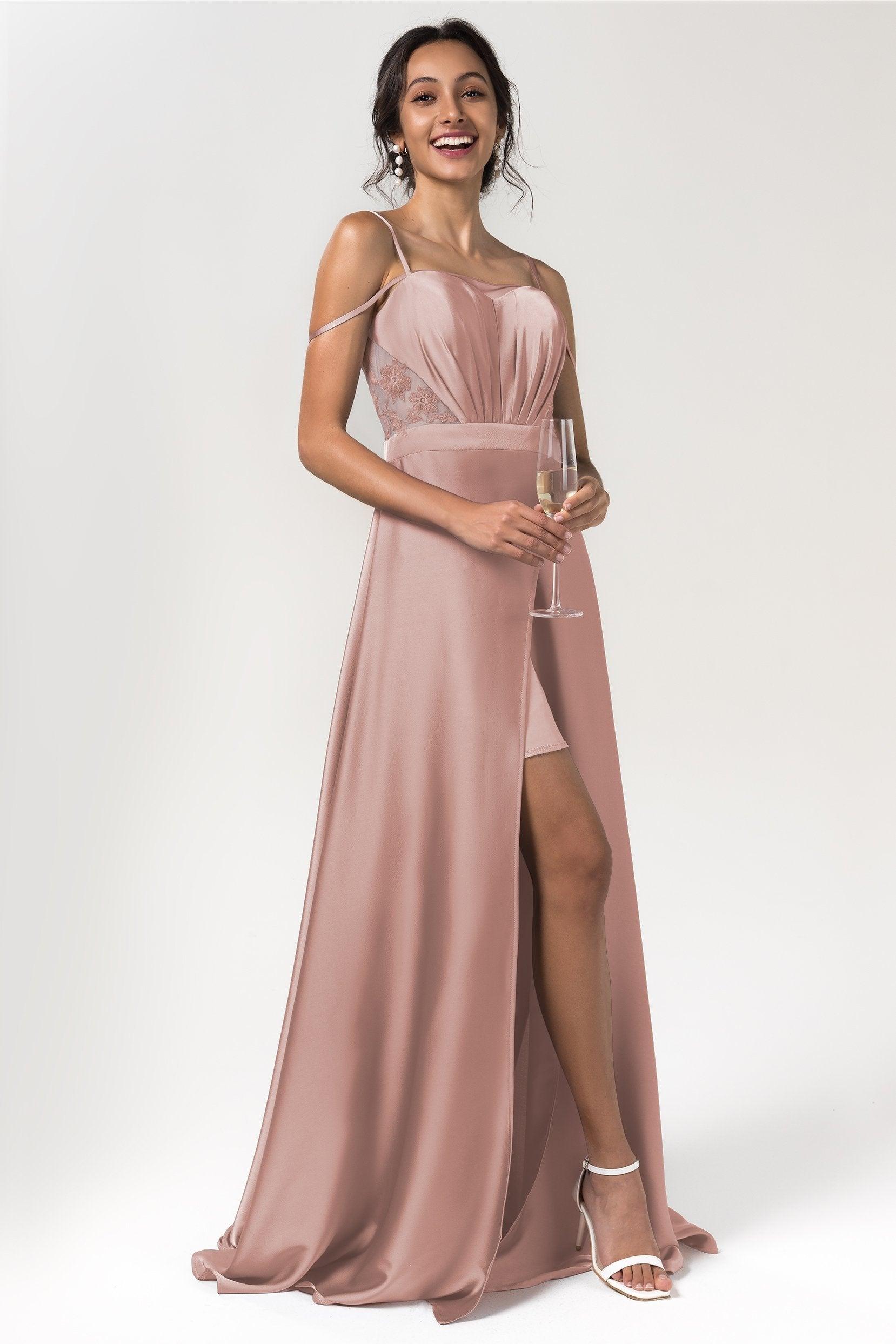 A-Line Floor Length Luxe Satin Bridesmaid Dress Formal Dresses CB0588 - COCOMELODY
