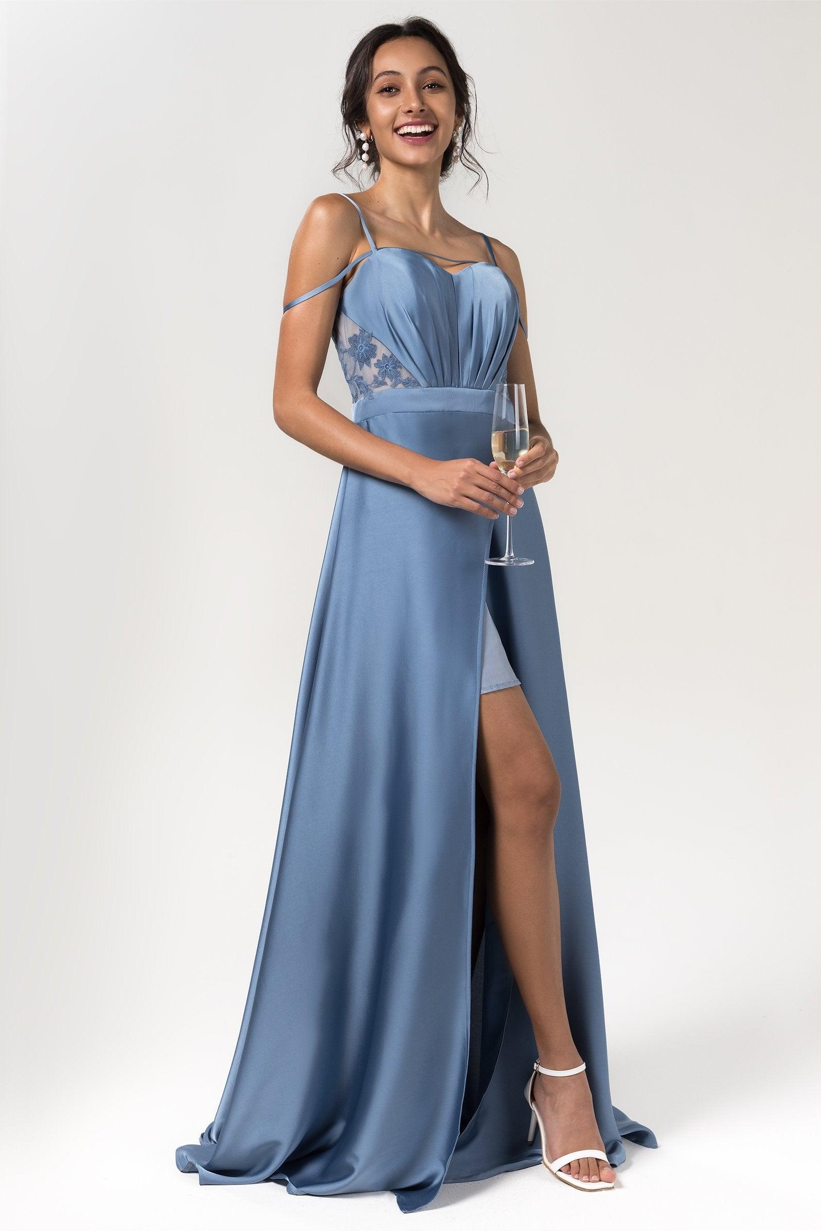 A-Line Floor Length Luxe Satin Bridesmaid Dress Formal Dresses CB0588 - COCOMELODY
