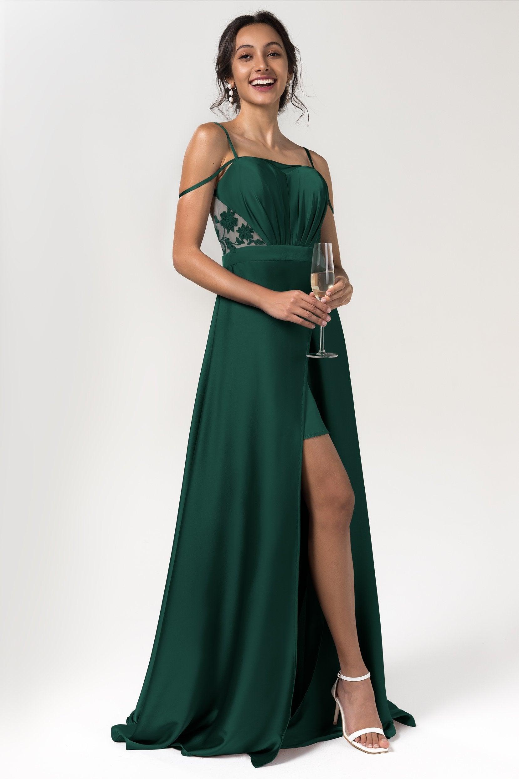 A-Line Floor Length Luxe Satin Bridesmaid Dress Formal Dresses CB0588 - COCOMELODY