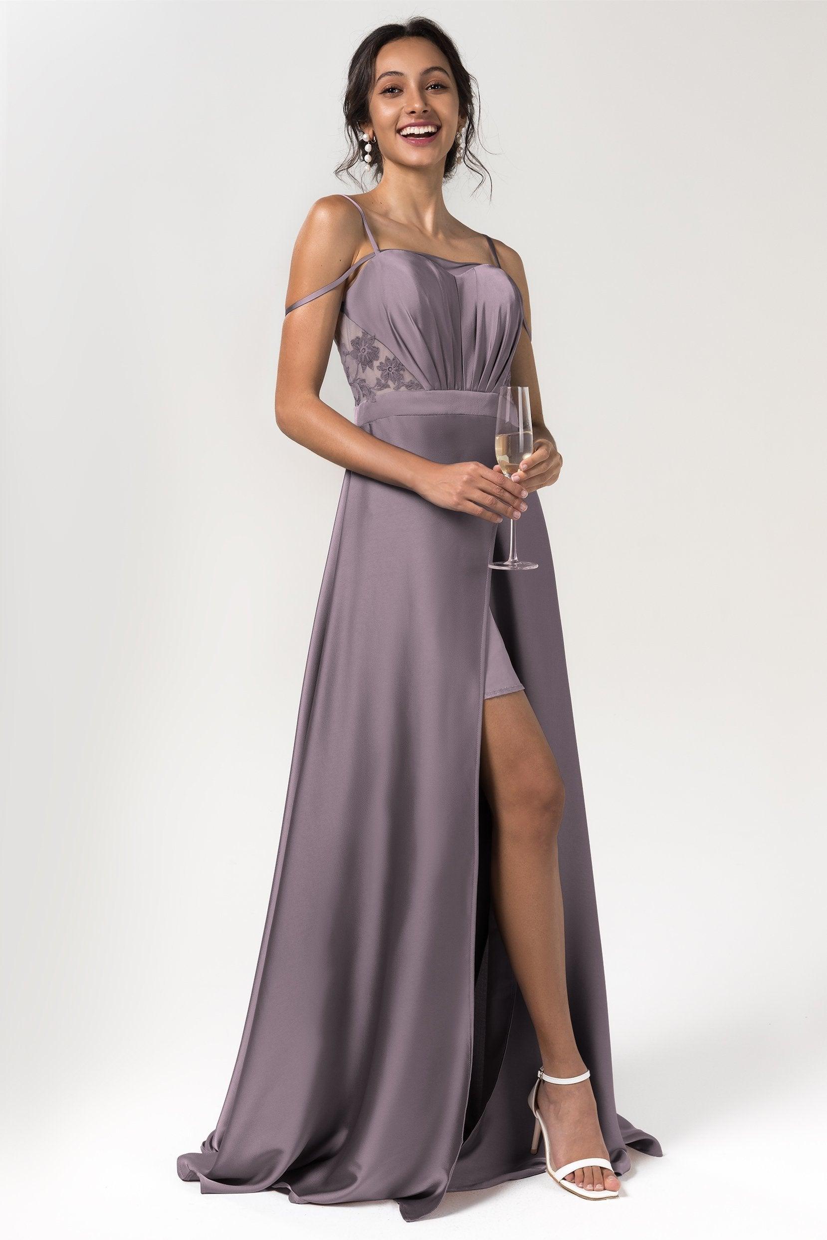 A-Line Floor Length Luxe Satin Bridesmaid Dress Formal Dresses CB0588 - COCOMELODY