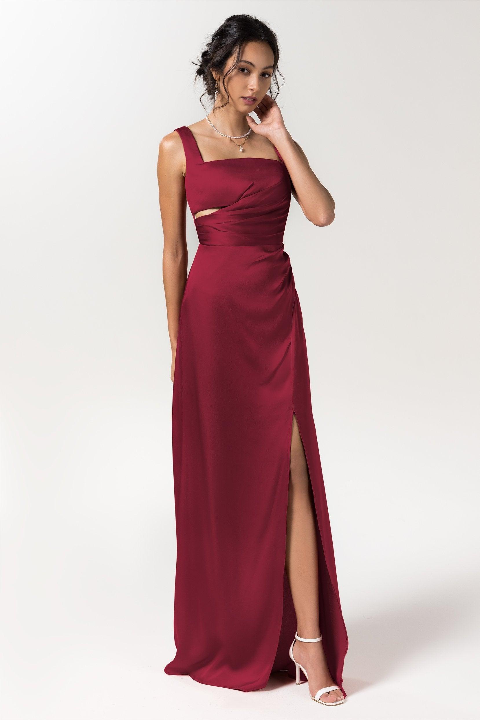 Sheath Floor Length Luxe Satin Bridesmaid Dress Formal Dresses CB0590 - COCOMELODY