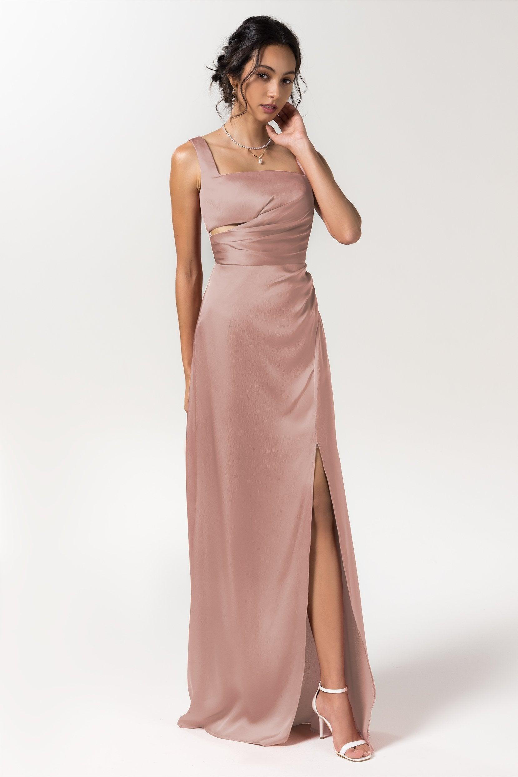 Sheath Floor Length Luxe Satin Bridesmaid Dress Formal Dresses CB0590 - COCOMELODY