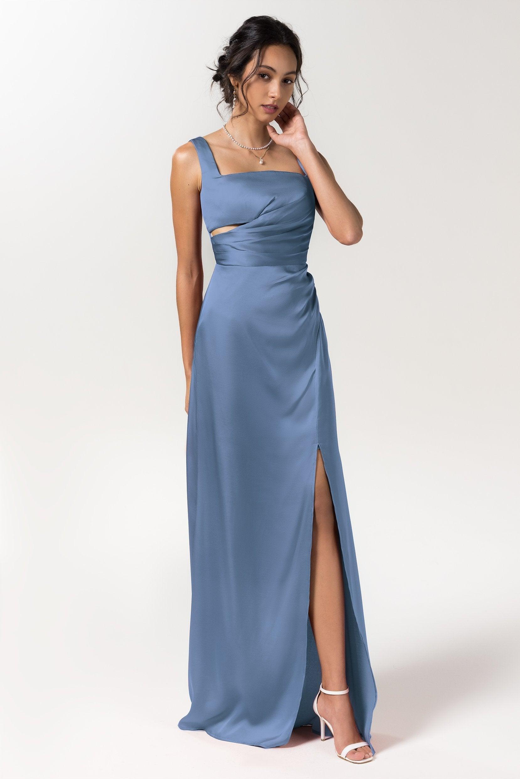 Sheath Floor Length Luxe Satin Bridesmaid Dress Formal Dresses CB0590 - COCOMELODY