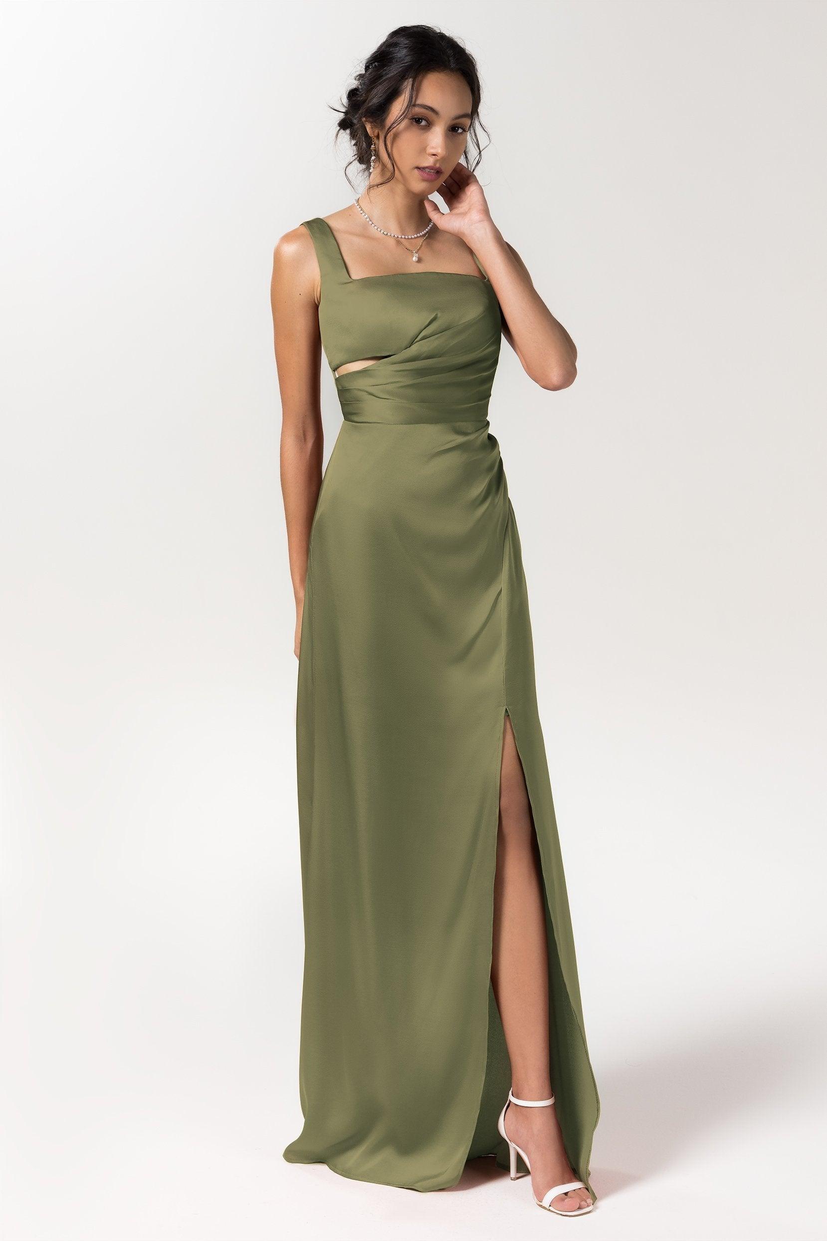 Sheath Floor Length Luxe Satin Bridesmaid Dress Formal Dresses CB0590 - COCOMELODY