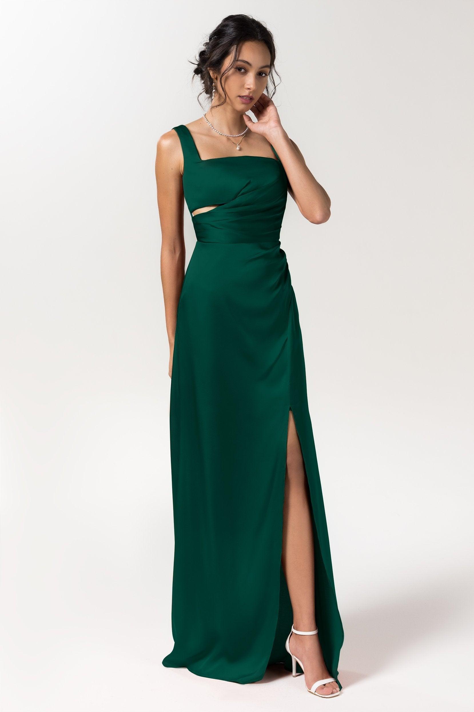 Sheath Floor Length Luxe Satin Bridesmaid Dress Formal Dresses CB0590 - COCOMELODY