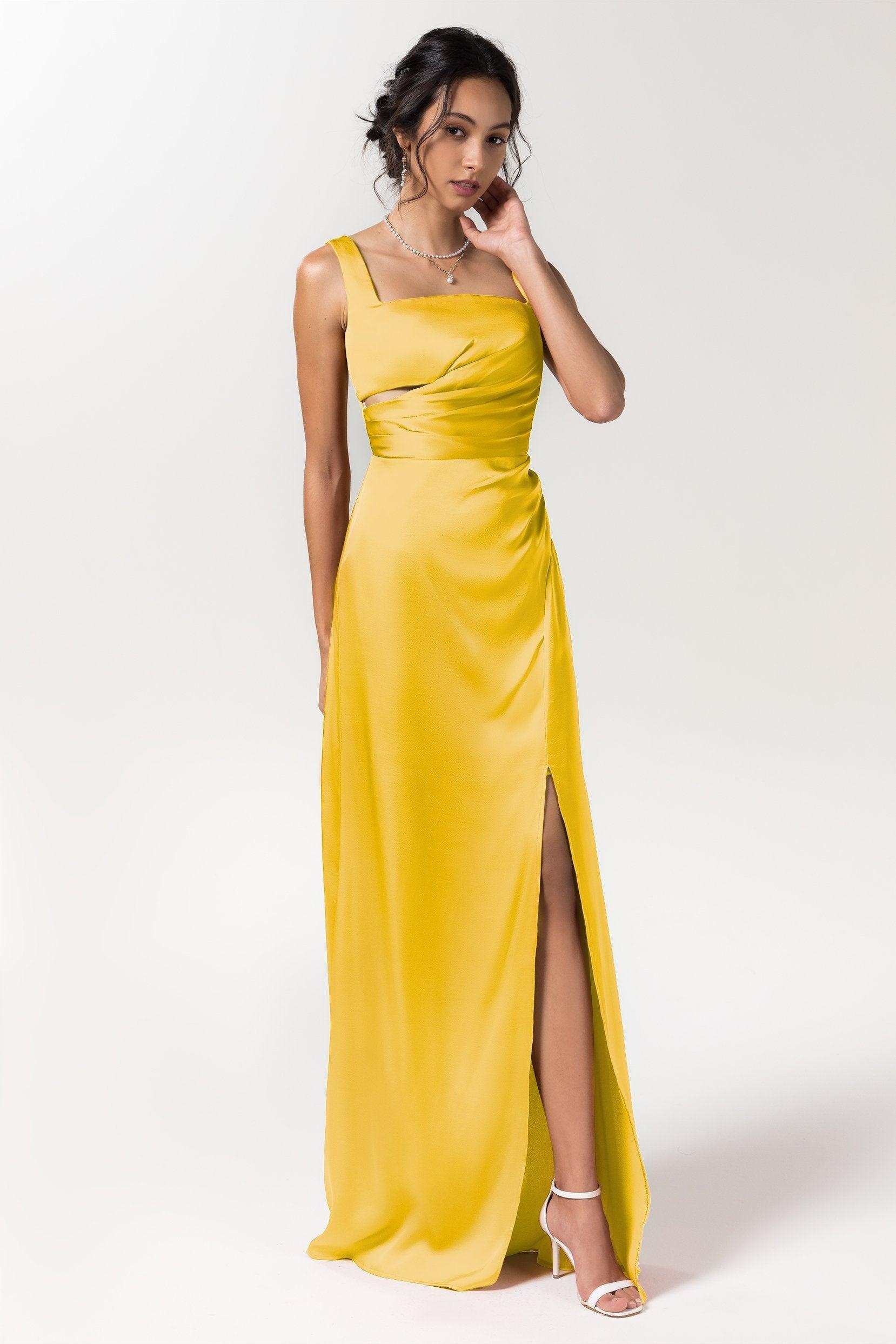 Sheath Floor Length Luxe Satin Bridesmaid Dress Formal Dresses CB0590 - COCOMELODY