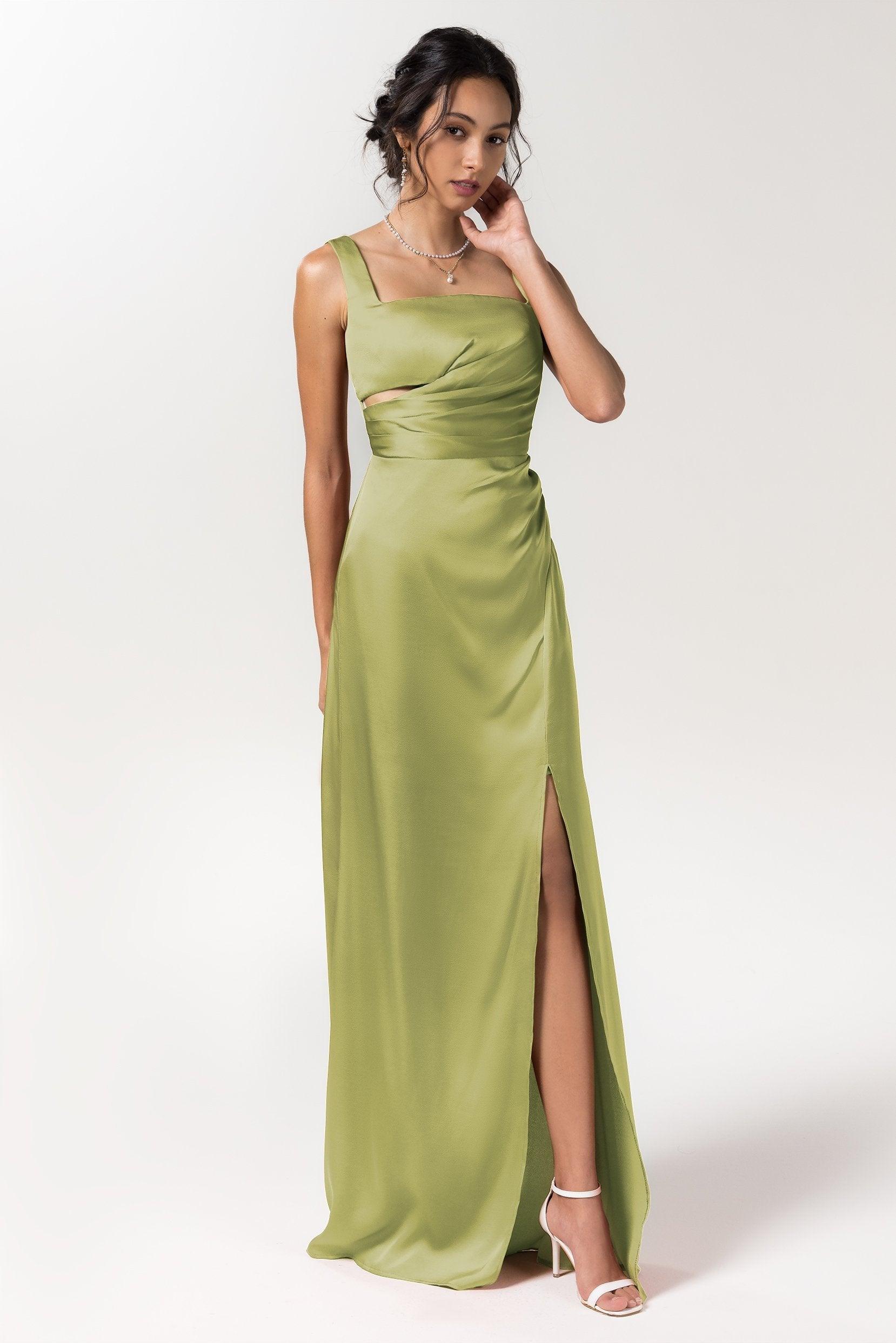 Sheath Floor Length Luxe Satin Bridesmaid Dress Formal Dresses CB0590 - COCOMELODY