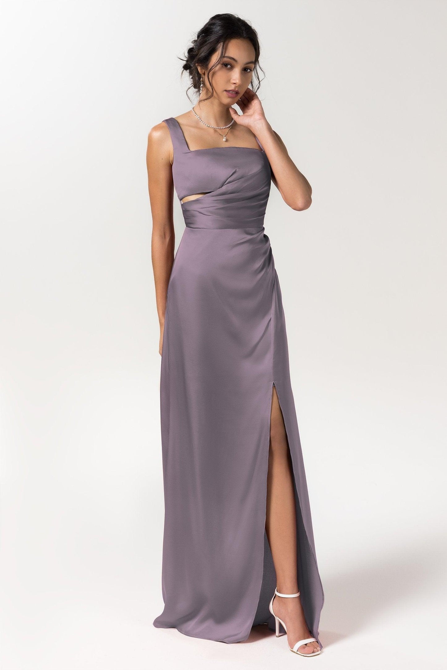 Sheath Floor Length Luxe Satin Bridesmaid Dress Formal Dresses CB0590 - COCOMELODY