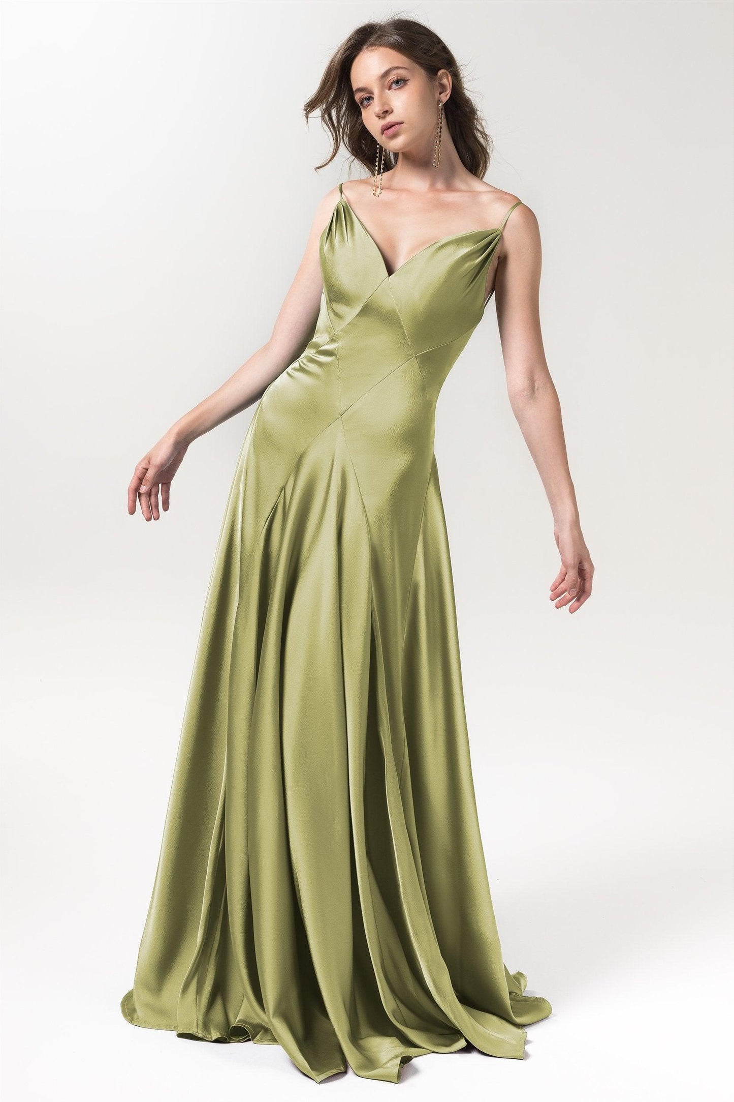 A-Line Floor Length Luxe Satin Bridesmaid Dress Formal Dresses CB0591 - COCOMELODY