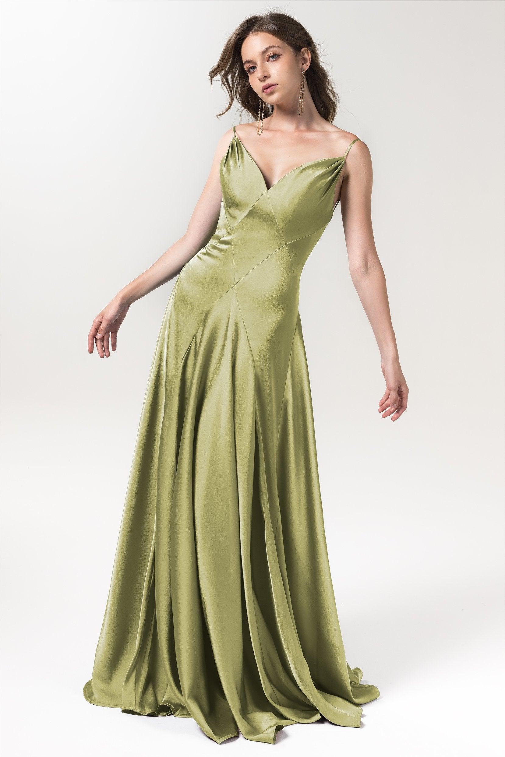 A-Line Floor Length Luxe Satin Bridesmaid Dress Formal Dresses CB0591 - COCOMELODY