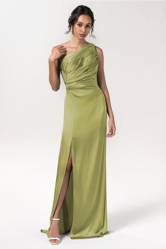Sheath Floor Length Luxe Satin Bridesmaid Dress Formal Dresses CB0592