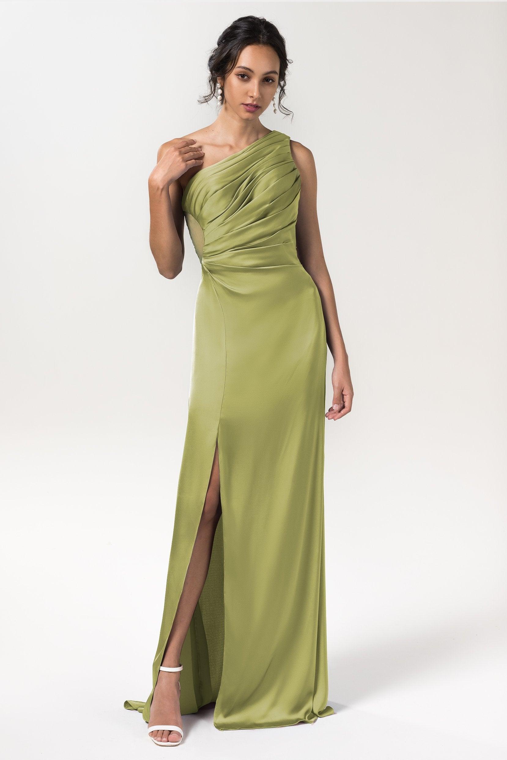 Sheath Floor Length Luxe Satin Bridesmaid Dress Formal Dresses CB0592 - COCOMELODY