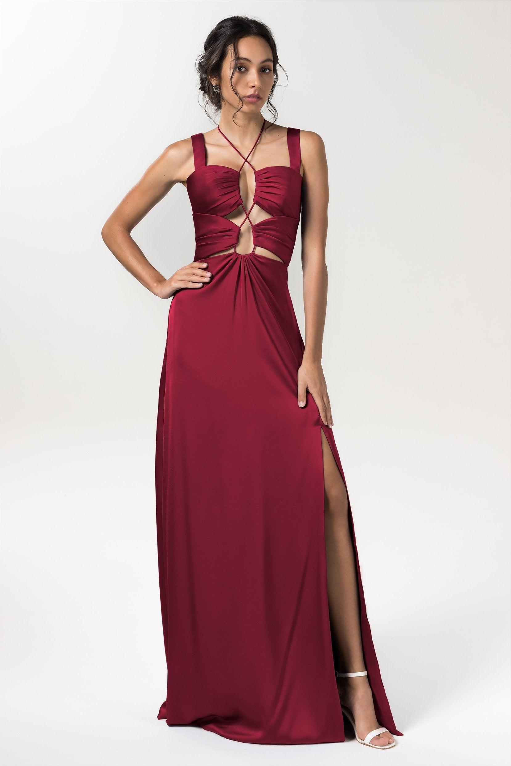 Sheath Floor Length Luxe Satin Bridesmaid Dress Formal Dresses CB0593 - COCOMELODY
