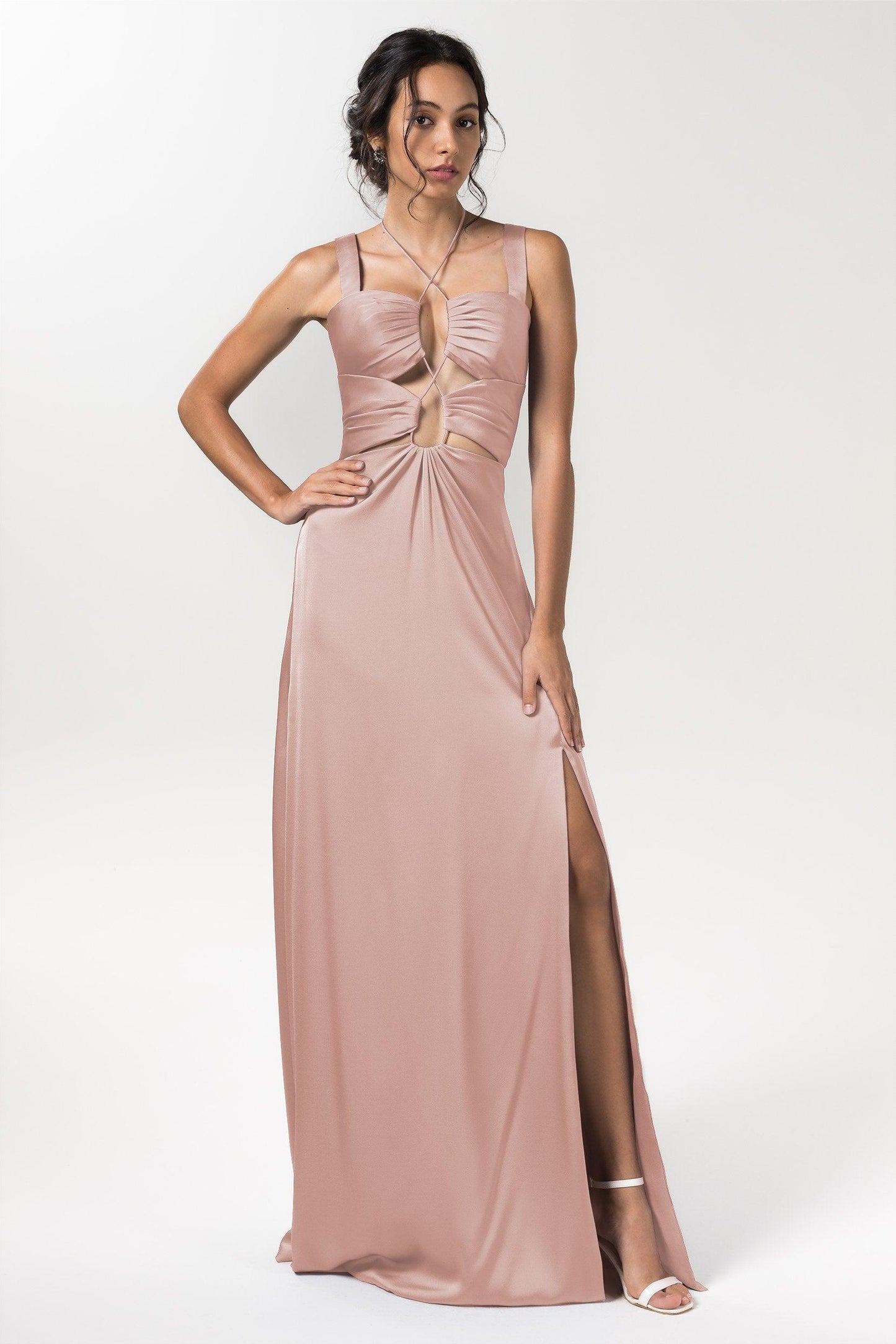 Sheath Floor Length Luxe Satin Bridesmaid Dress Formal Dresses CB0593 - COCOMELODY